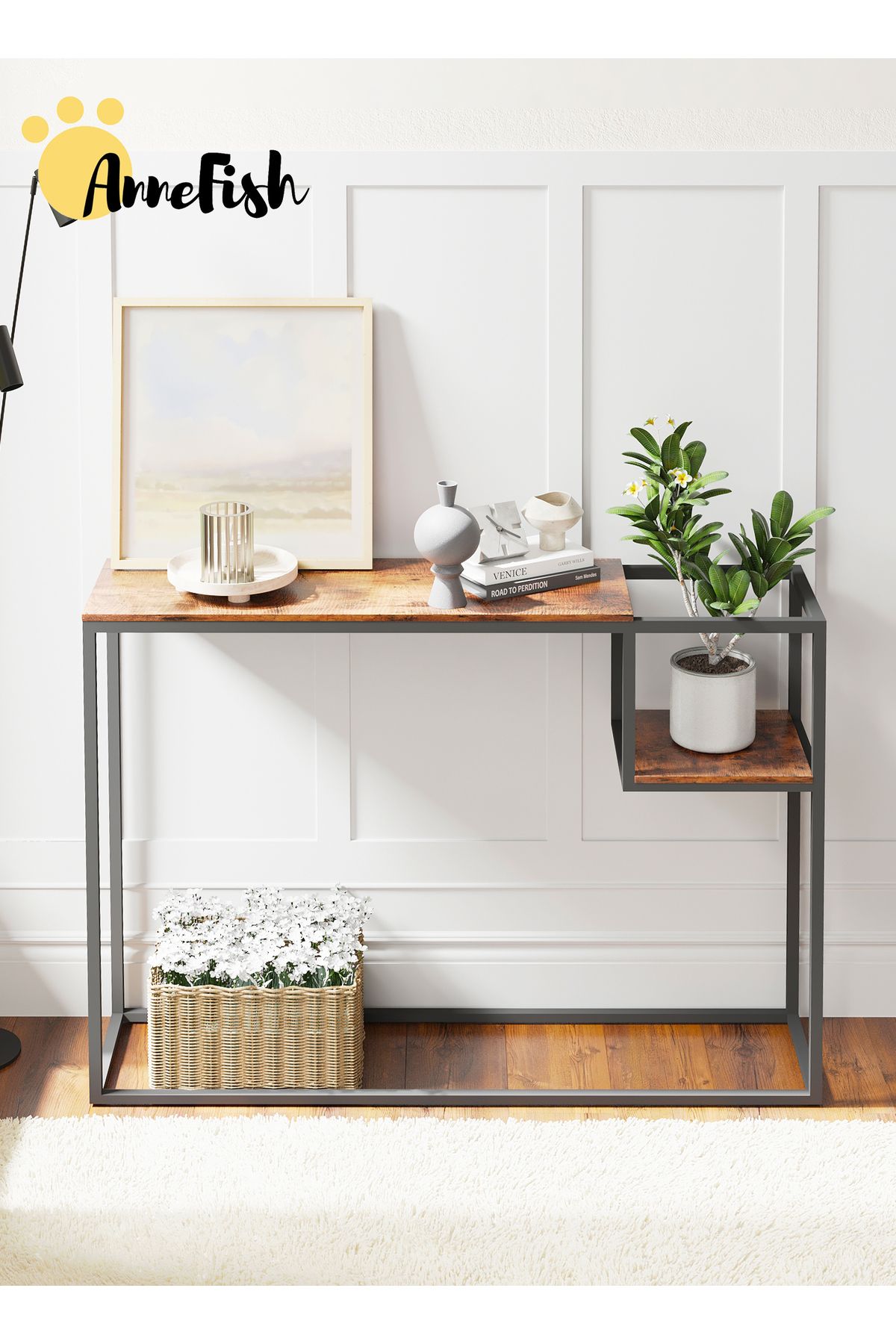 AnneFish-3Tier Console Table Sofa Table with Storage Shelf and Entryway Table Couch Hallway Entrance Living 2