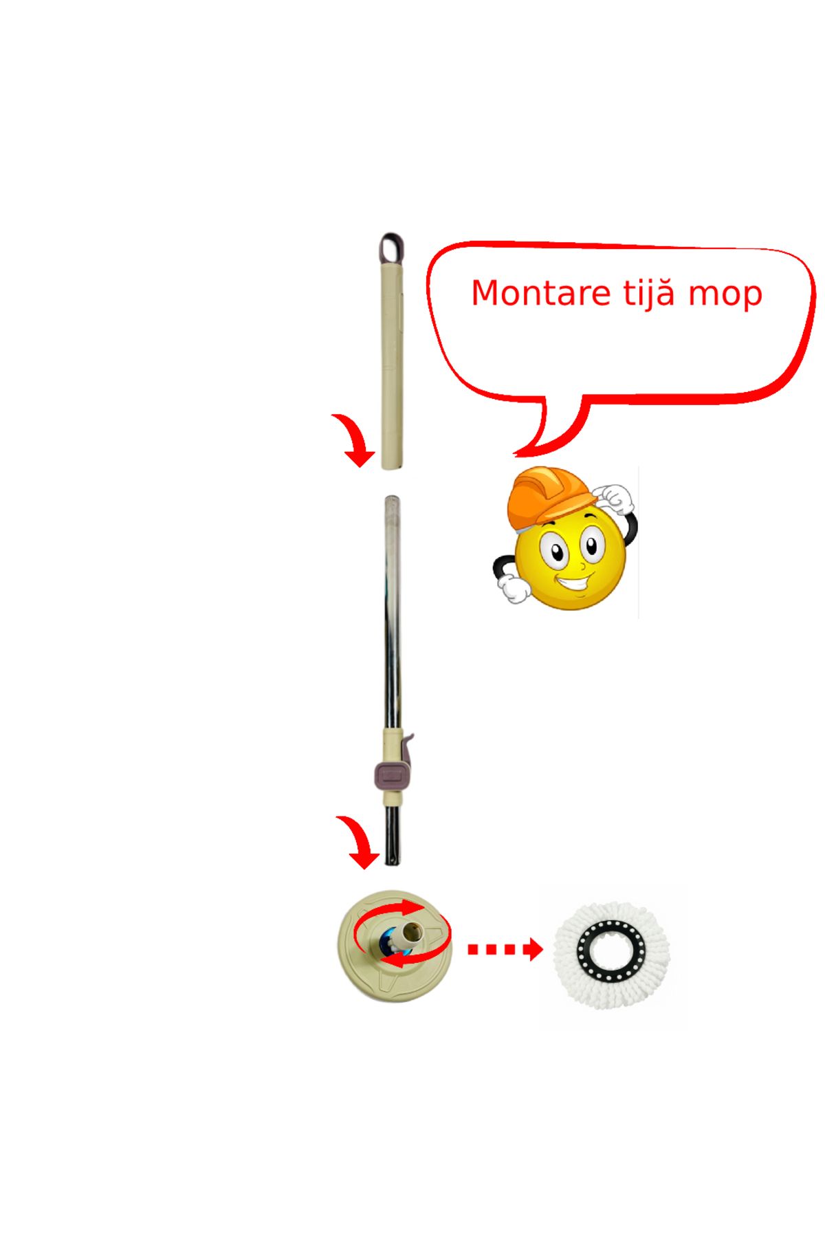 PAA-home-PAA-home Rotary Mop Set with Bucket on Wheels, 360° Handle, Removable Basket, 2 Microfiber Cloths 8