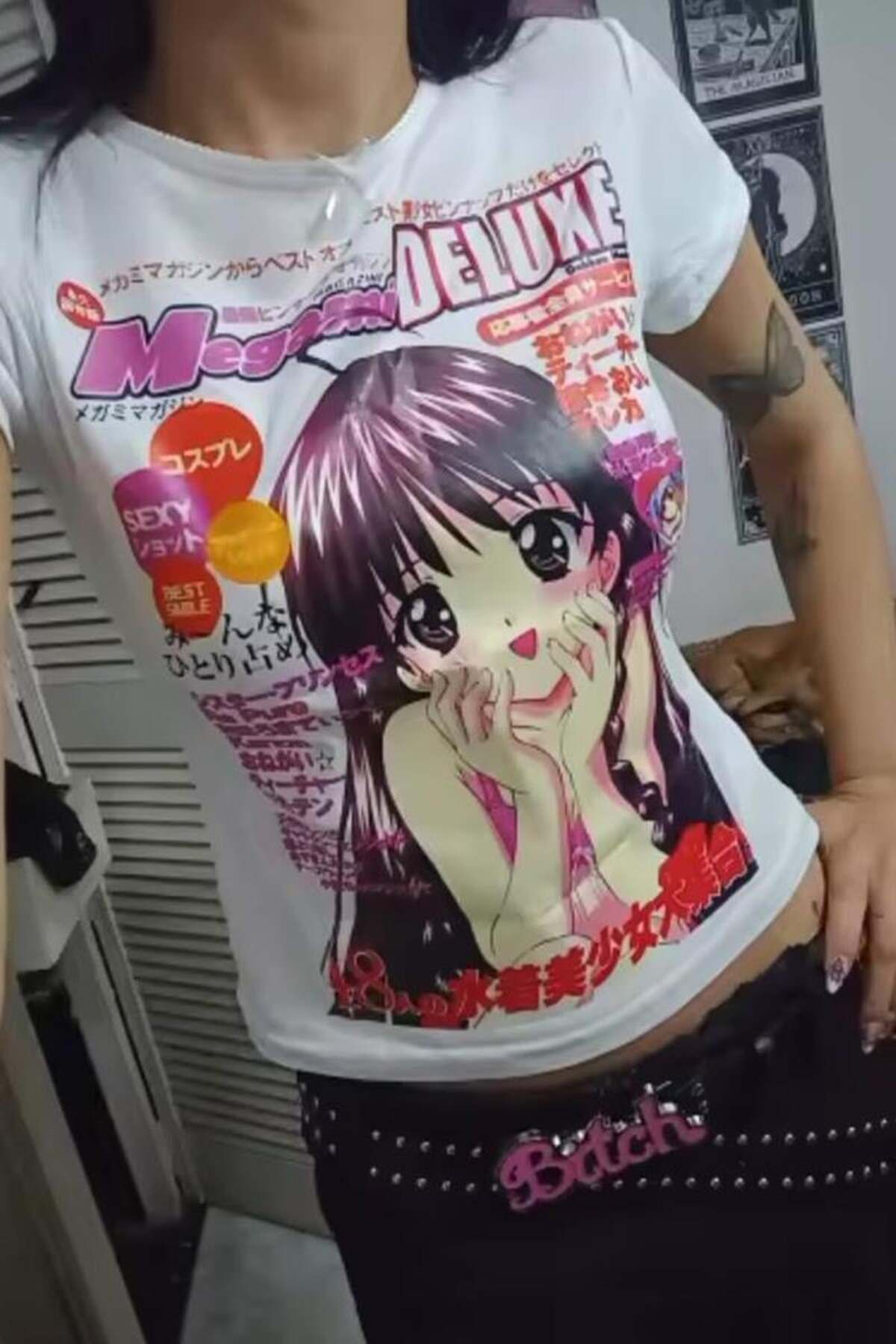 BALİNA Beyaz Megami Deluxe Japanese Kısa Kollu Crop -BLN
