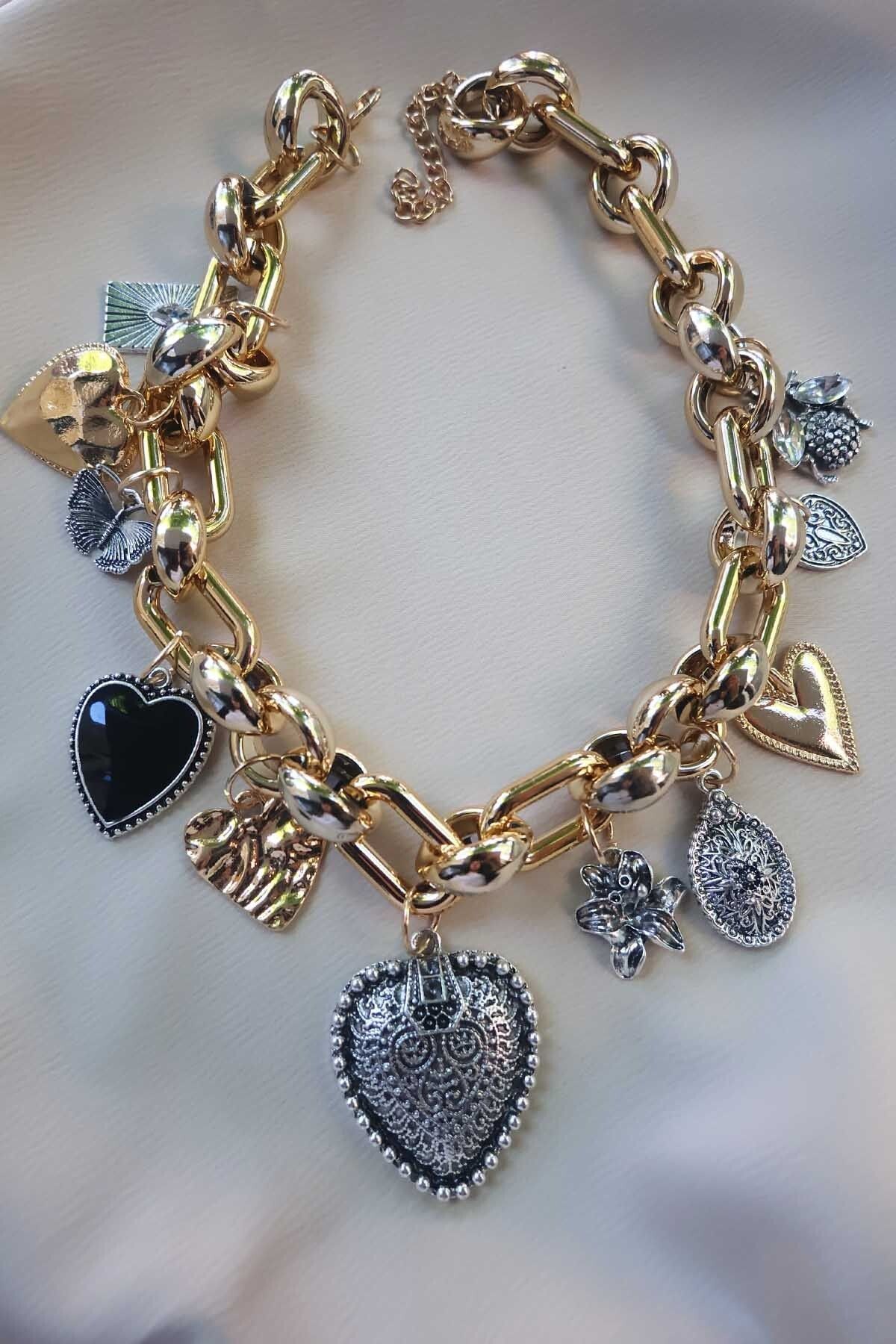 BYP Atelier Charmlı Gönül Zinciri Gold