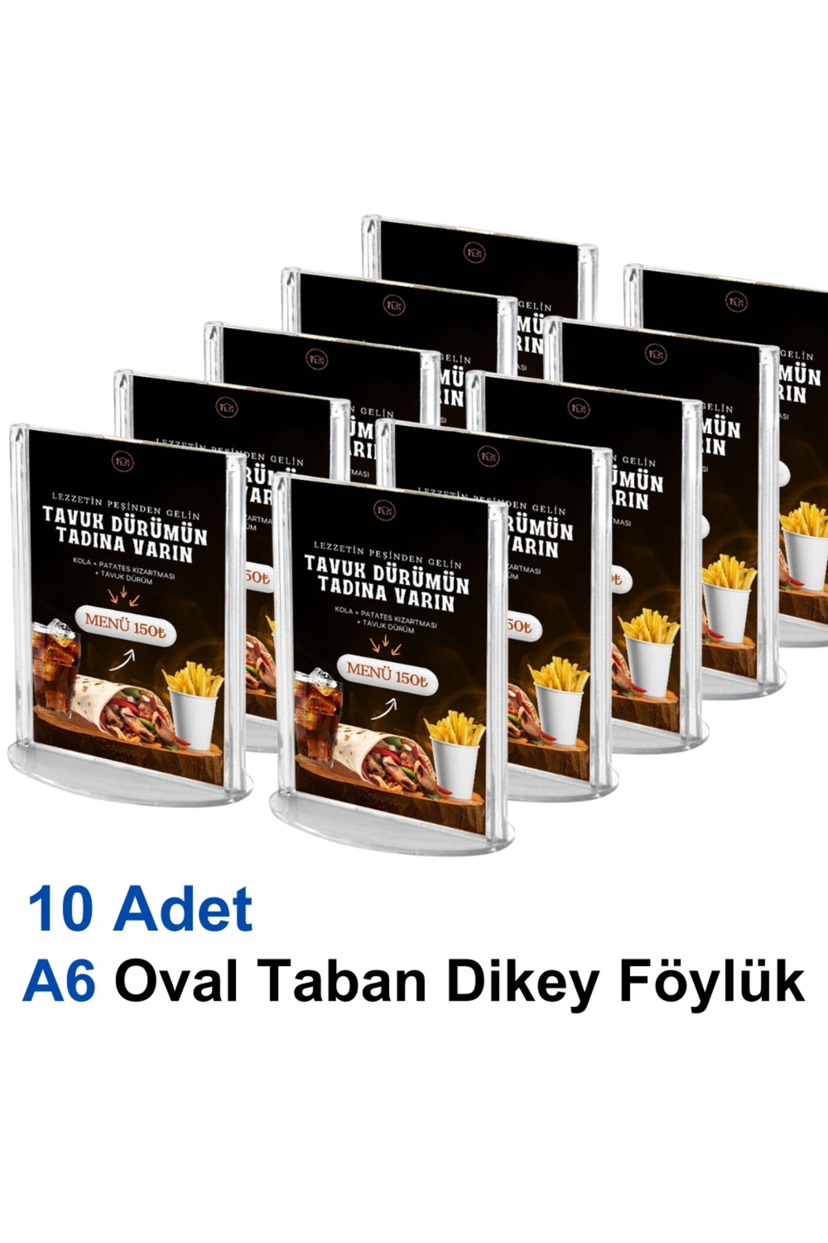 Karlobi A6 Oval Taban Dikey Föylük - 10 Adet | Upright Föylük | - | Masaüstü Menü |