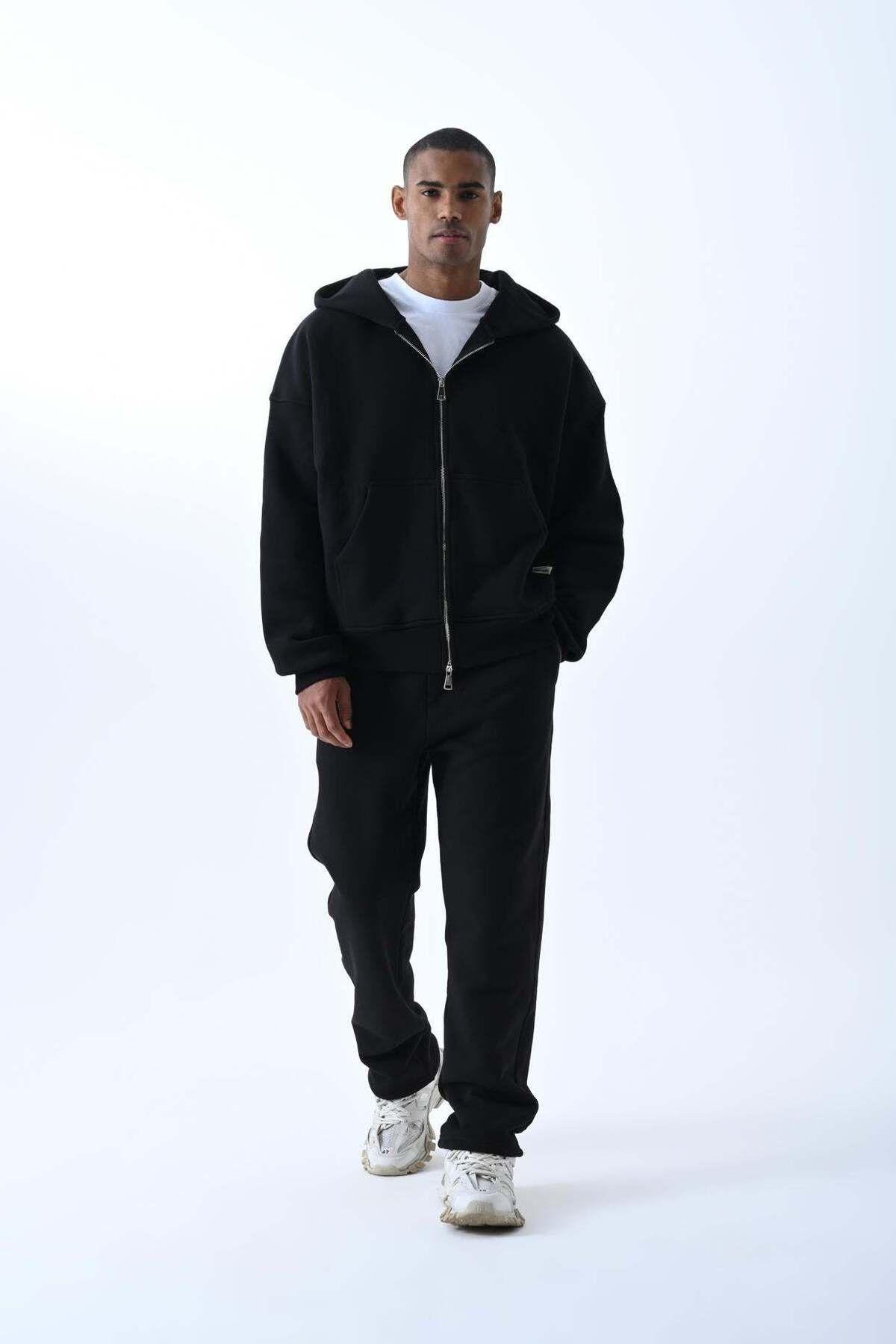 jaceyjace Fermuarlı Basic Oversize Sweatshirt - Siyah