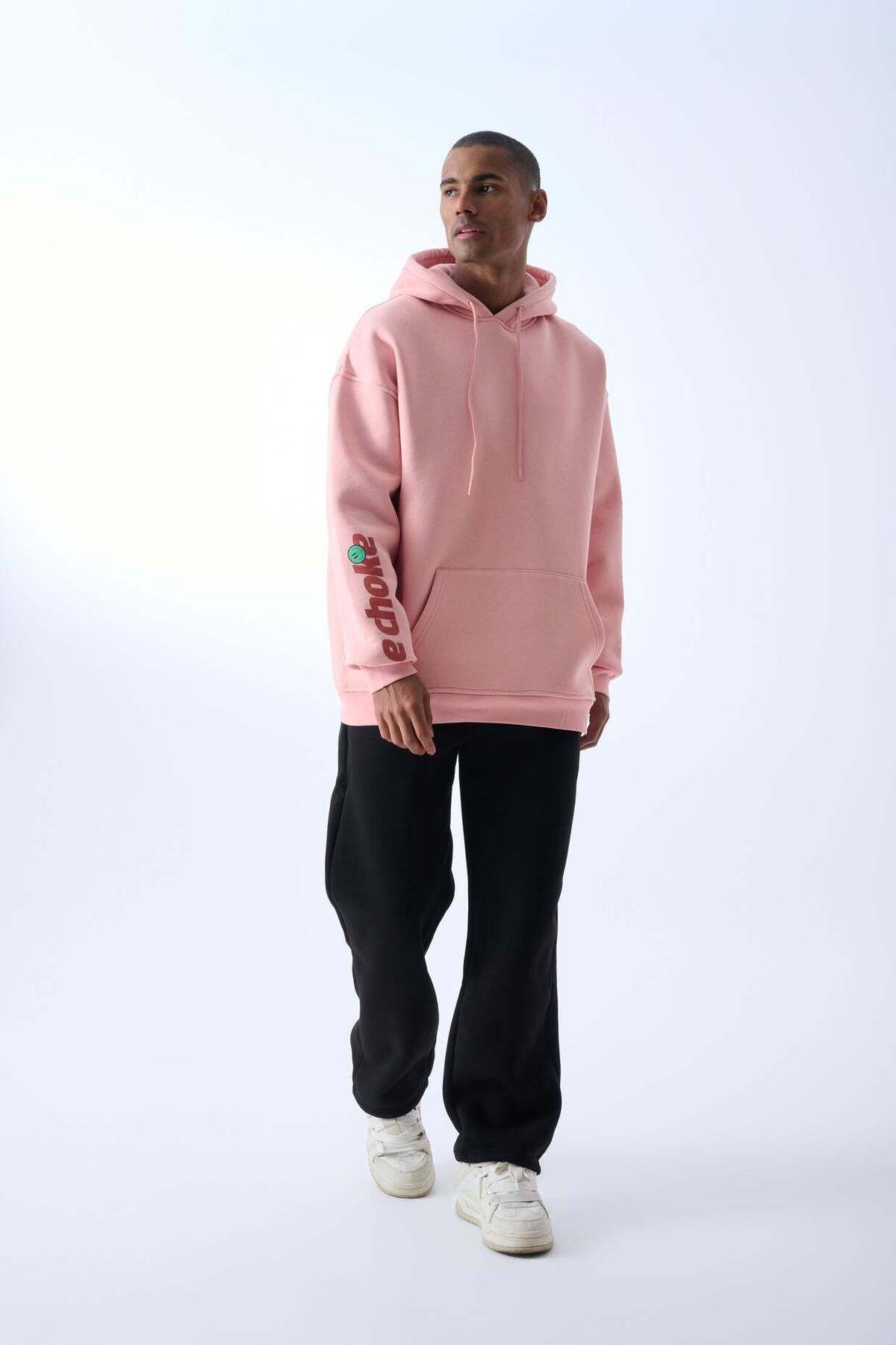 jaceyjace Echoke Kapüşonlu Oversize Sweatshirt - Somon