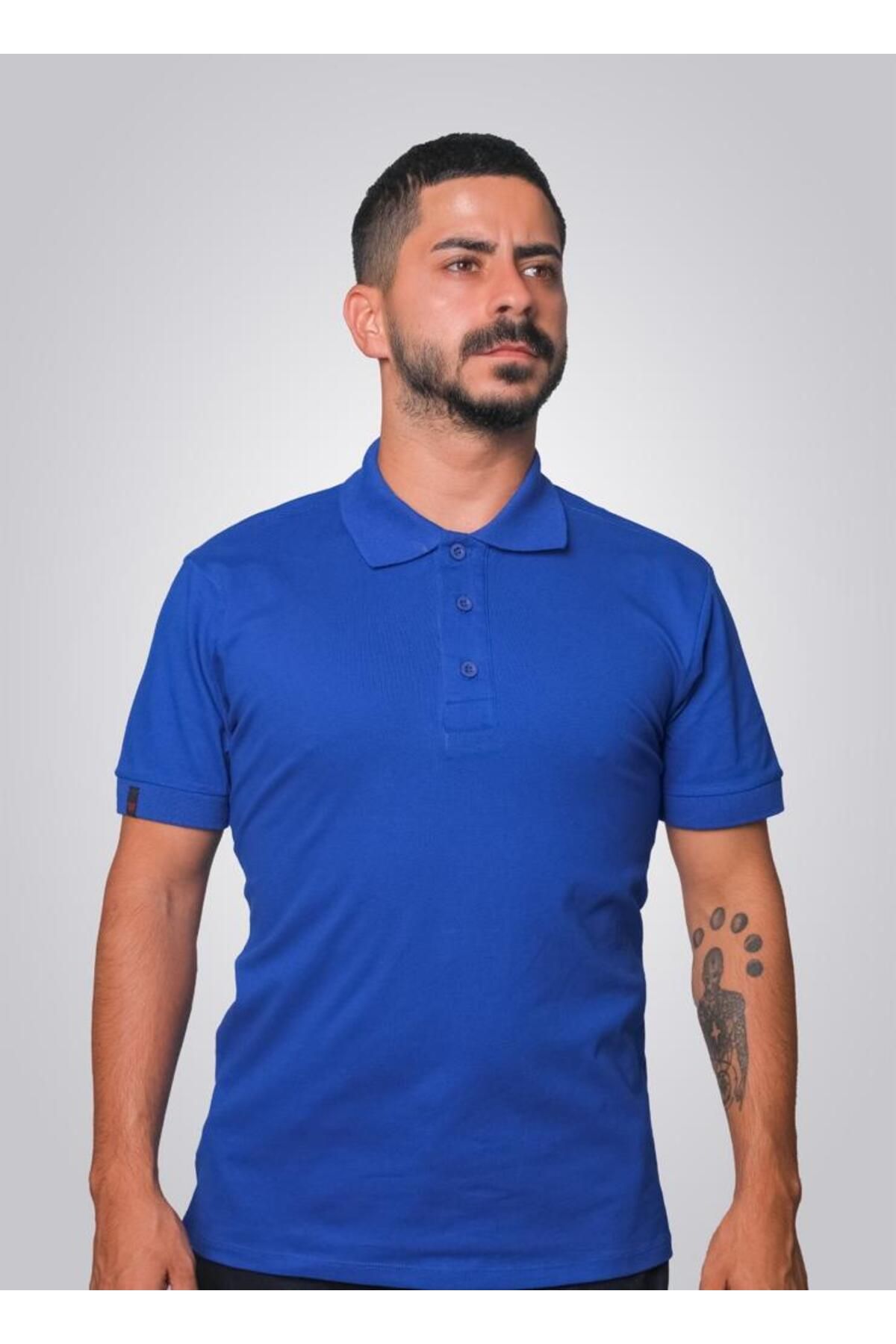 Okapi Drop Giyim Polo Yaka T-Shirt Sax