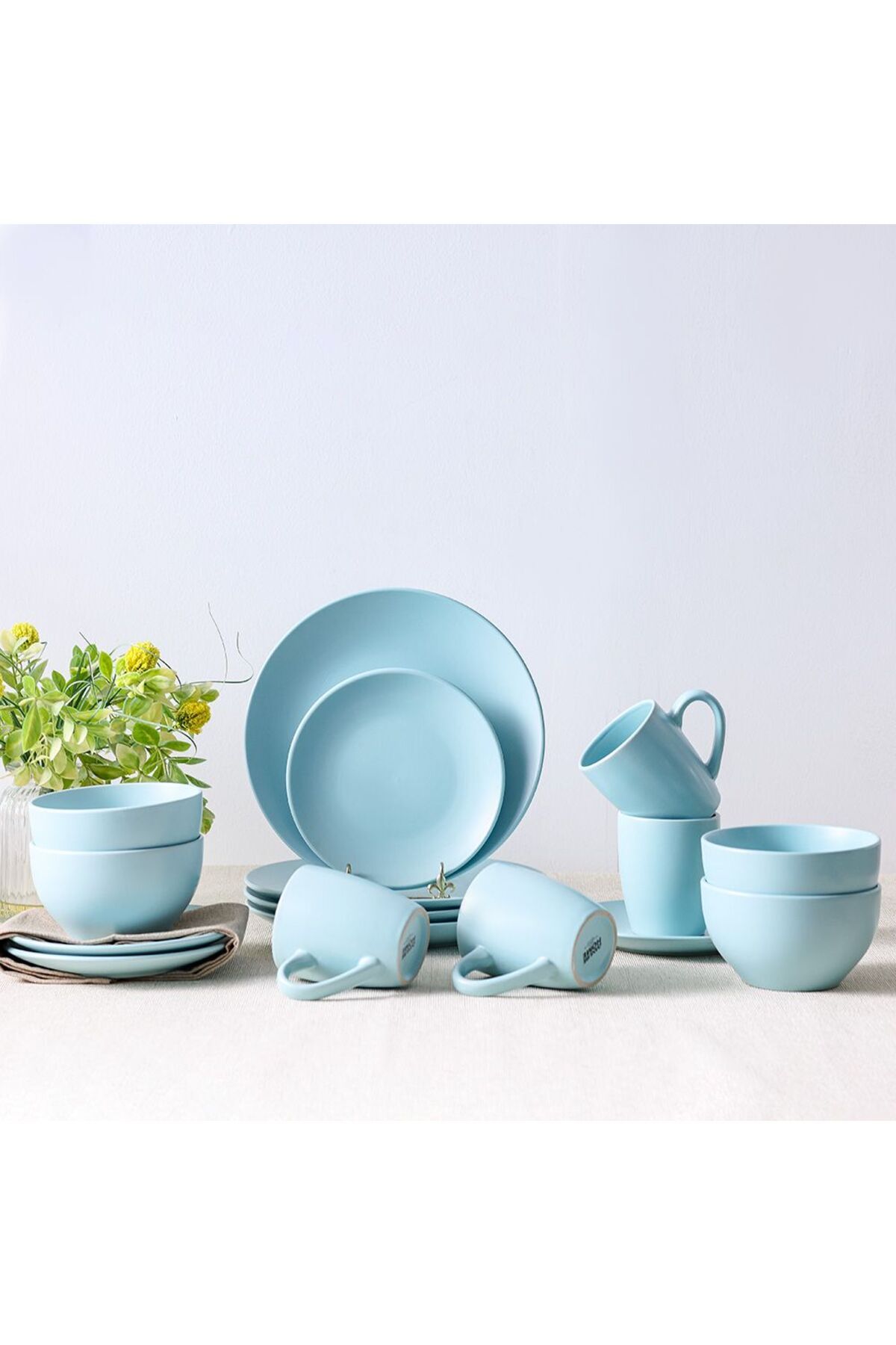 Danube Home-Apollo 16-Piece Color Glazed Stoneware Dinner Set -Serves 4 Turquoise 6