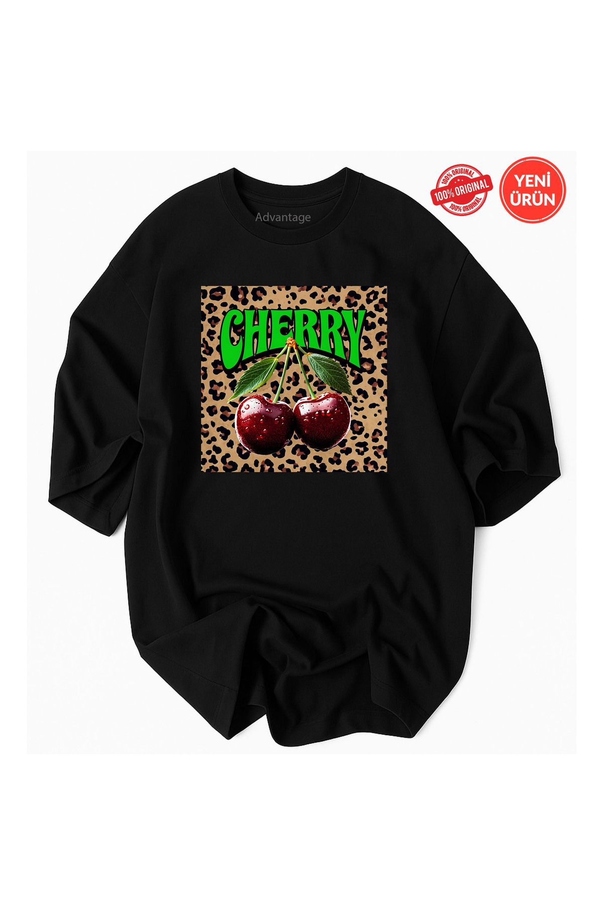 Advantage Cherry Leopar Desenli %100 Pamuklu Premium T-Shirt Shk108