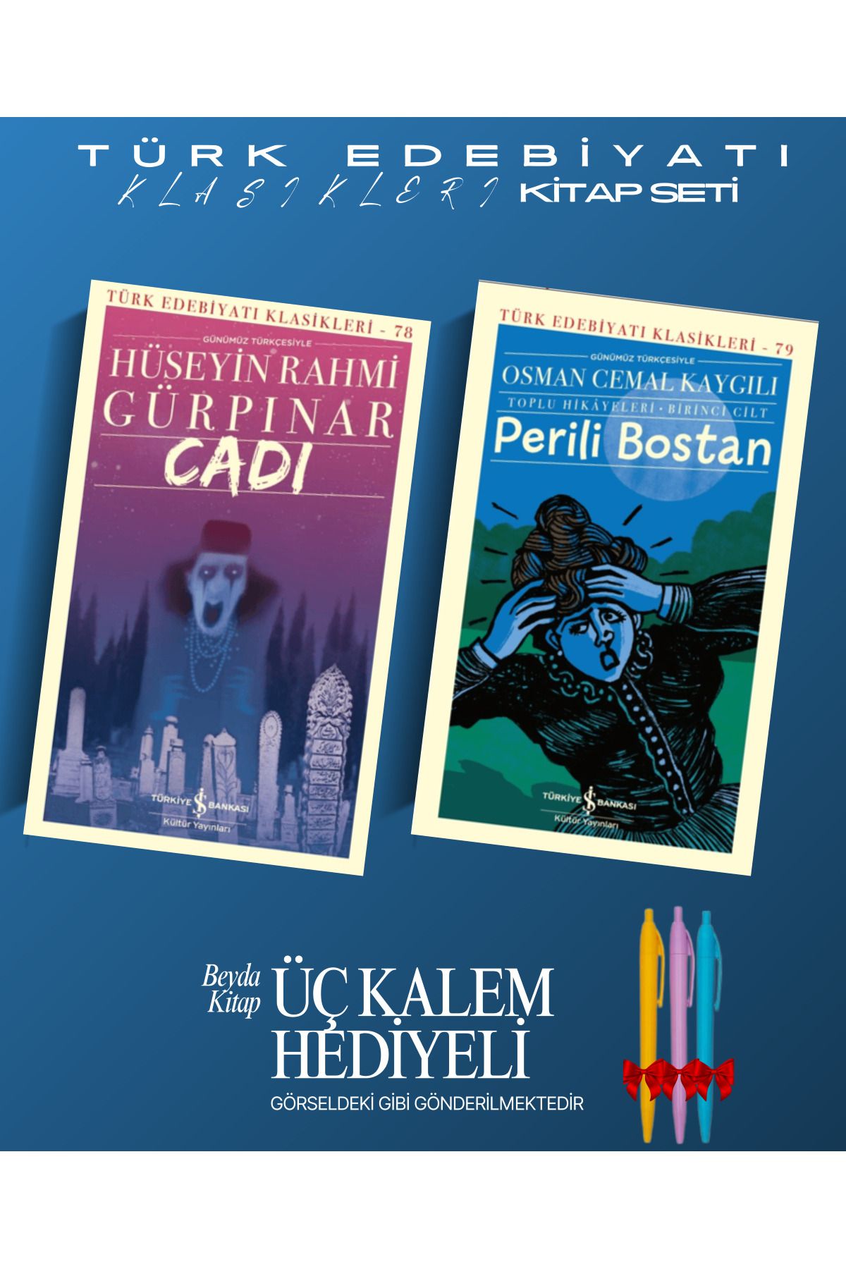 TÜRKİYE İŞ BANKASI KÜLTÜR YAYINLARI Cadı - Perili Bostan - Hüseyin Rahmi - Kitap Seti - Kalem Hediyeli - İSTDKLS