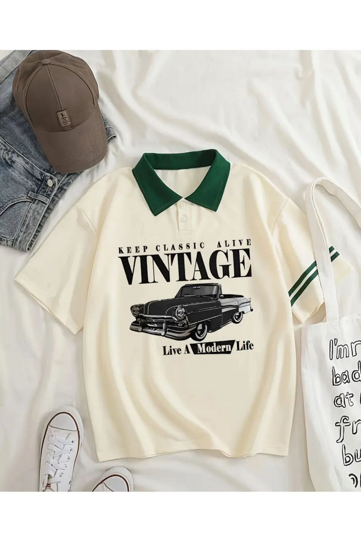 Vintage Kayısı Vintage Baskılı T-shirt