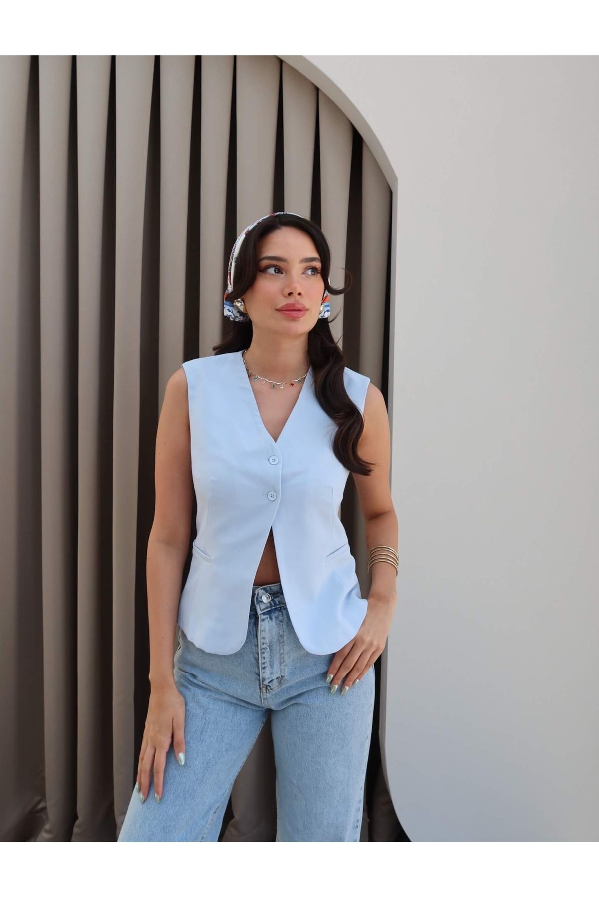 ESRAHELVACI Cepli Düğmeli Yelek
