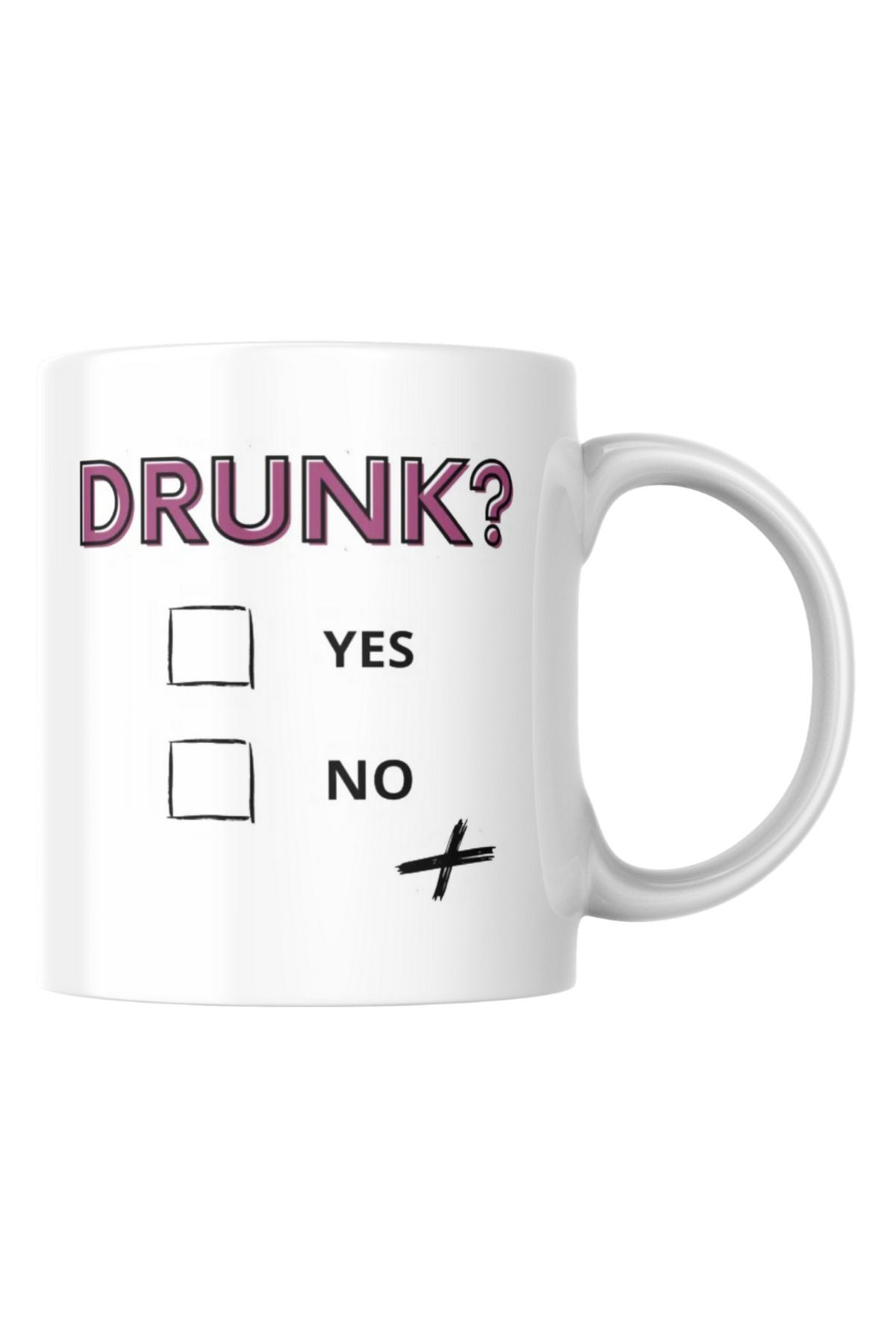 TakeTshirt Drunk Yes Or No Komik Baskılı Kupa Bardak Hediyelik Çay Kahve Kupası Coffee Mug