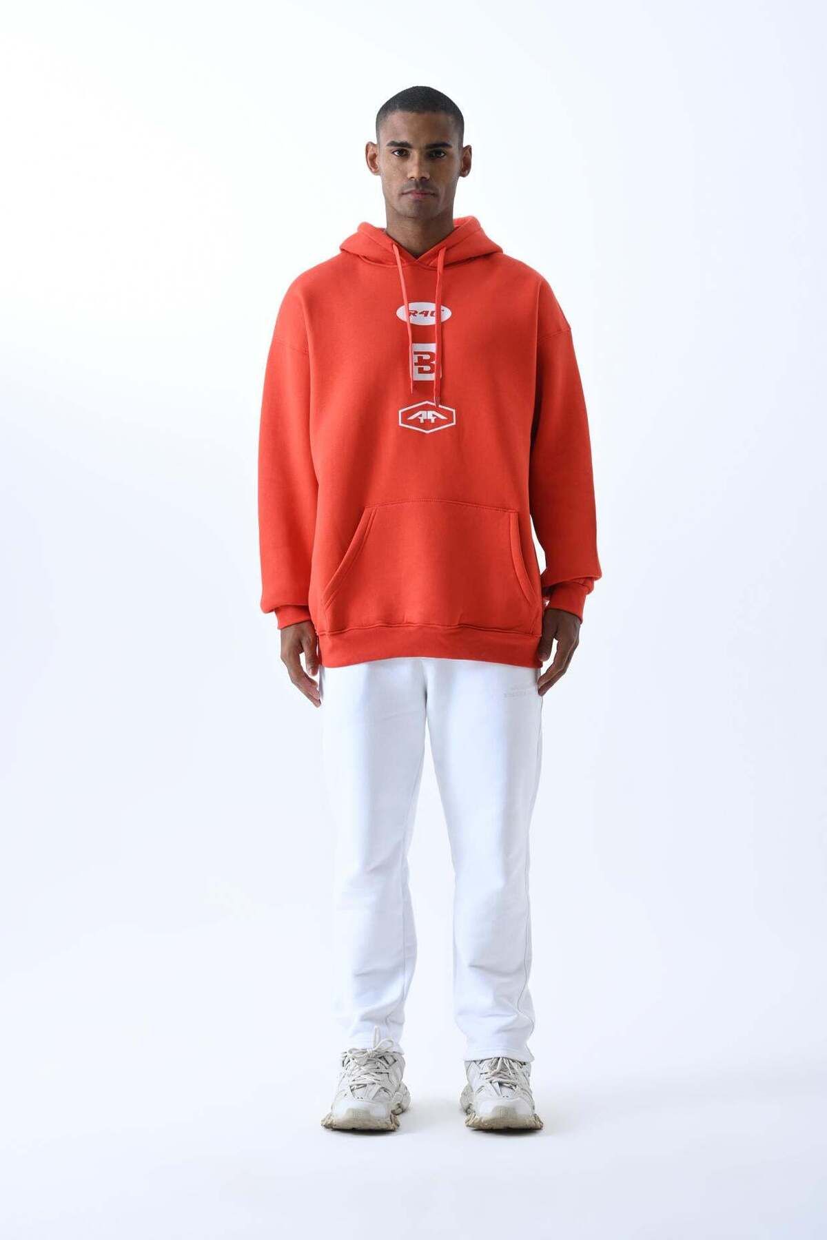 jaceyjace Baskılı Kapüşonlu Oversize Sweatshirt - Nar