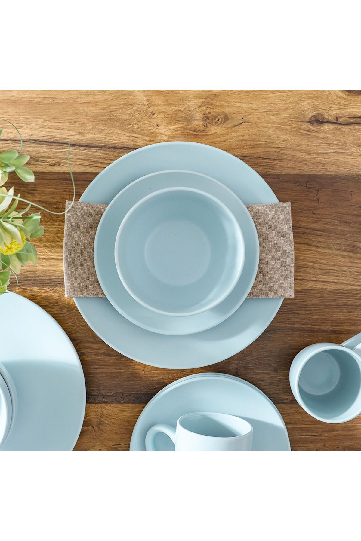 Danube Home-Apollo 16-Piece Color Glazed Stoneware Dinner Set -Serves 4 Turquoise 5