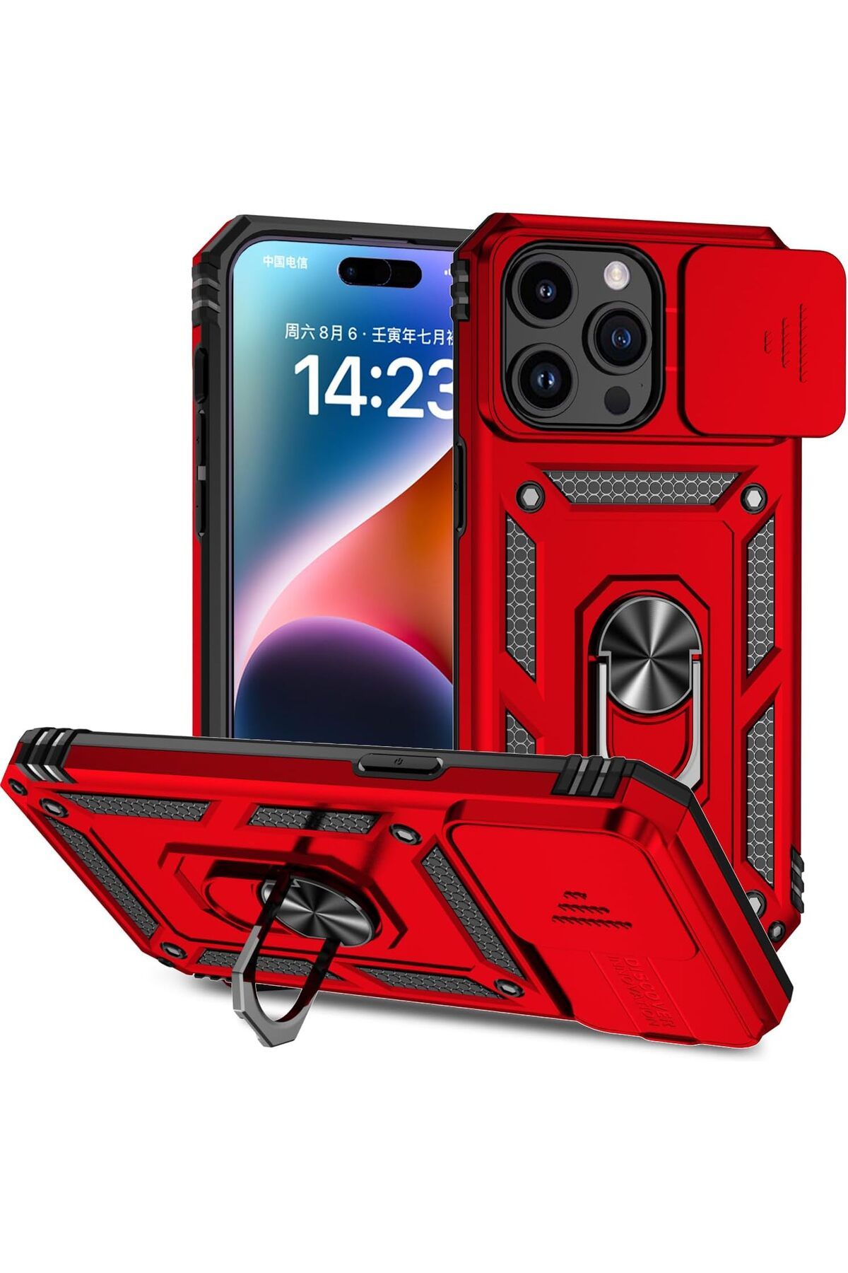 Rivor Apple iPhone 11 Pro Max Kılıf Kamera Sürgülü Standlı Yüzüklü Darbe Emici Zırh Koruyucu Tank Kapak