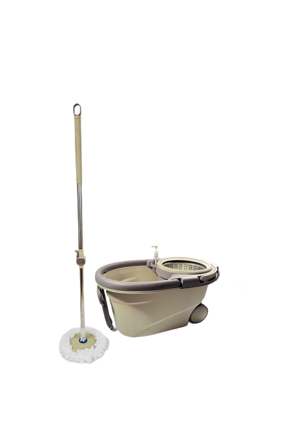 PAA-home-PAA-home Rotary Mop Set with Bucket on Wheels, 360° Handle, Removable Basket, 2 Microfiber Cloths 2