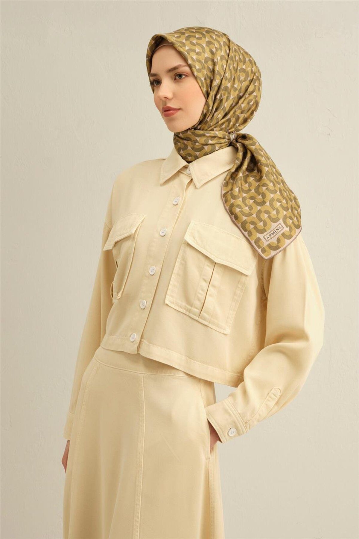 Armine Desenli Saf İpek Sura Eşarp 9321- 36