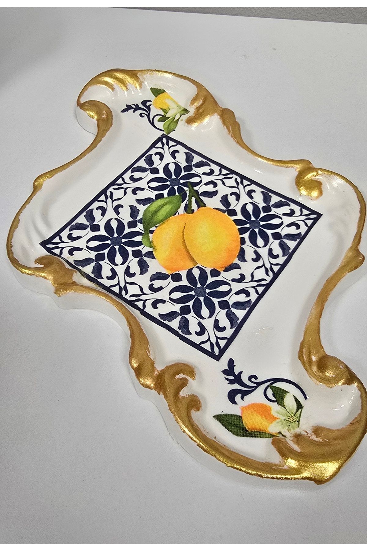 elayarts Limon desenli sunum tabağı el yapımı hediyelik sofra dekorasyonu
