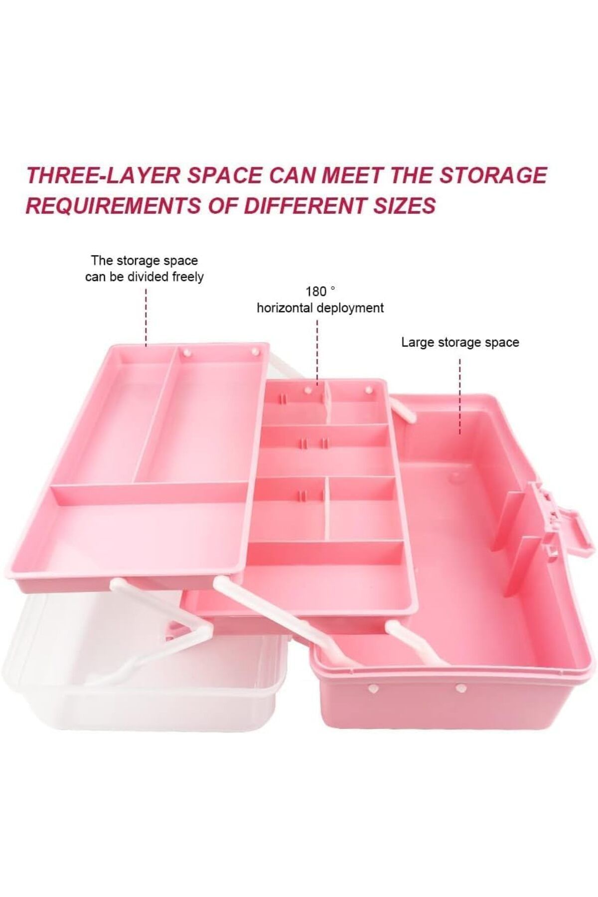 fulina-13,2'' Three-Layer Clear Plastic Storage Box,Multipurpose,Portable,for Art & Crafts,Sewing Supplies 5