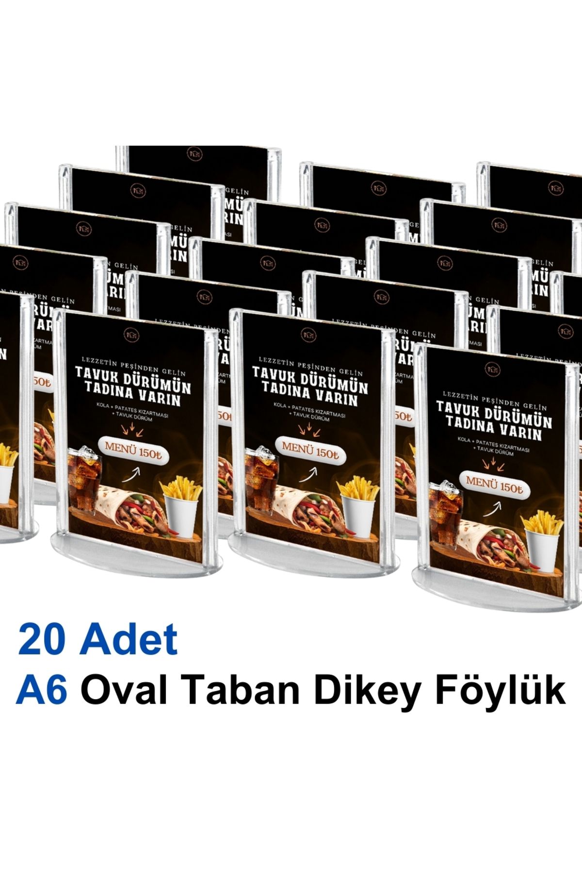 Karlobi A6 Oval Taban Dikey Föylük - 20 Adet | Upright Föylük | - | Masaüstü Menü |