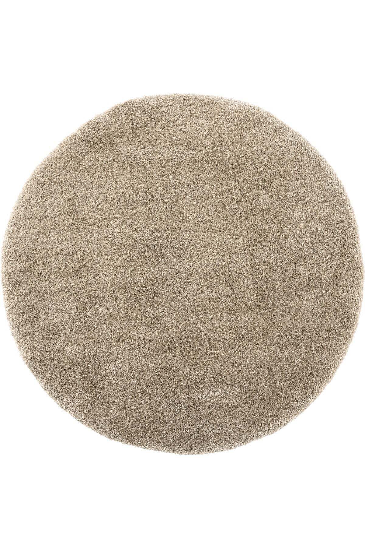 Halımax Eko Halı Lotto LT Plain Beige Yumuşak Dokulu Modern Hav Vermez Yuvarlak Shaggy Halı
