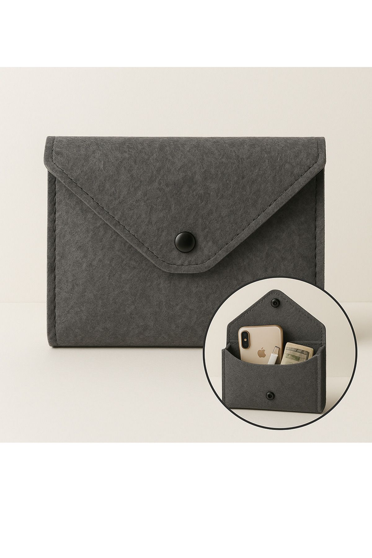UYDEE Keçe Çanta İçi Organizer Unisex Çok Gözlü Düzenleyici Telefon Saklama Cüzdanı Çanta Organizer