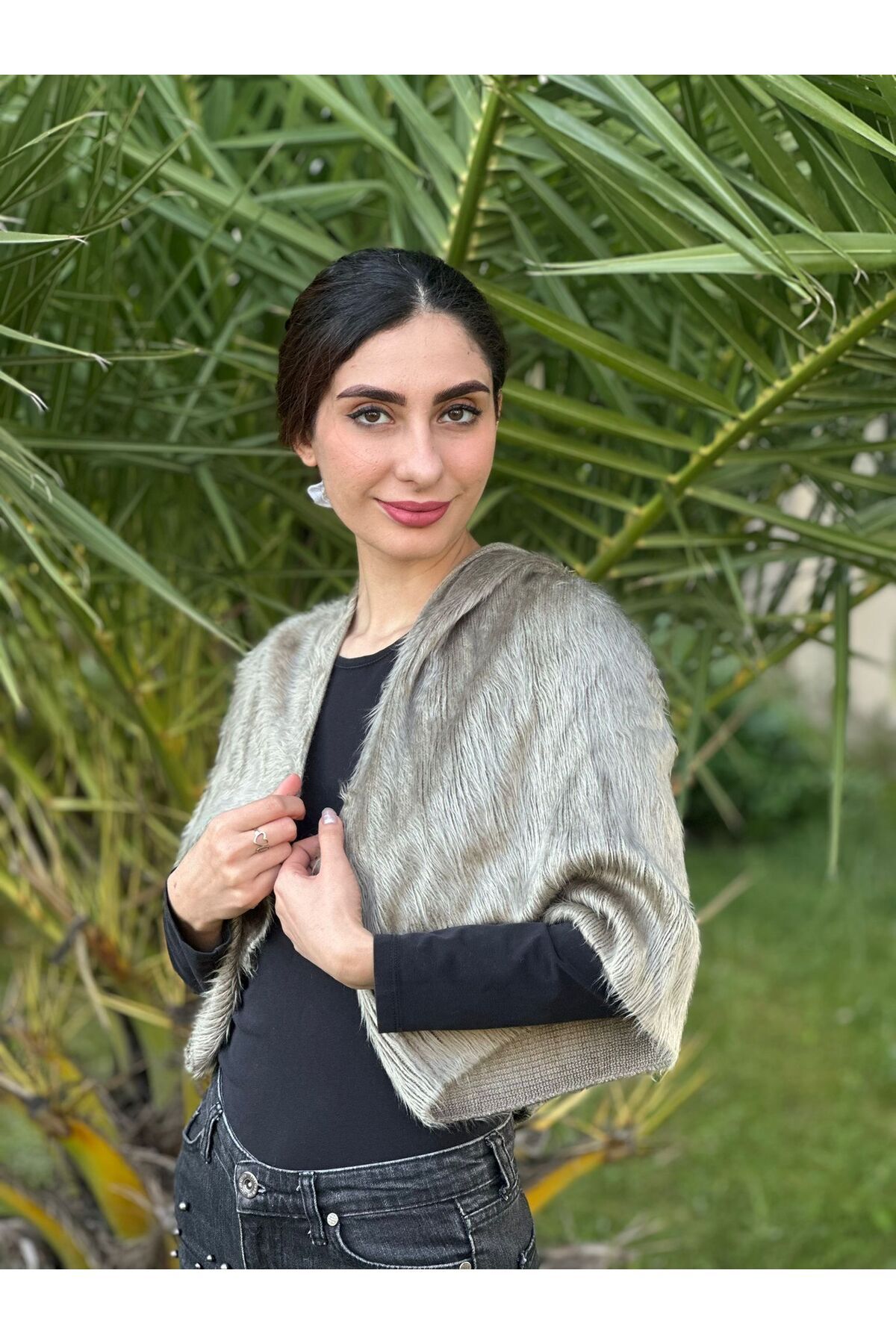 Gönülden Tasarım KOLLU BOLERO PELUŞ ŞAL KADIN BOLERO 140X34