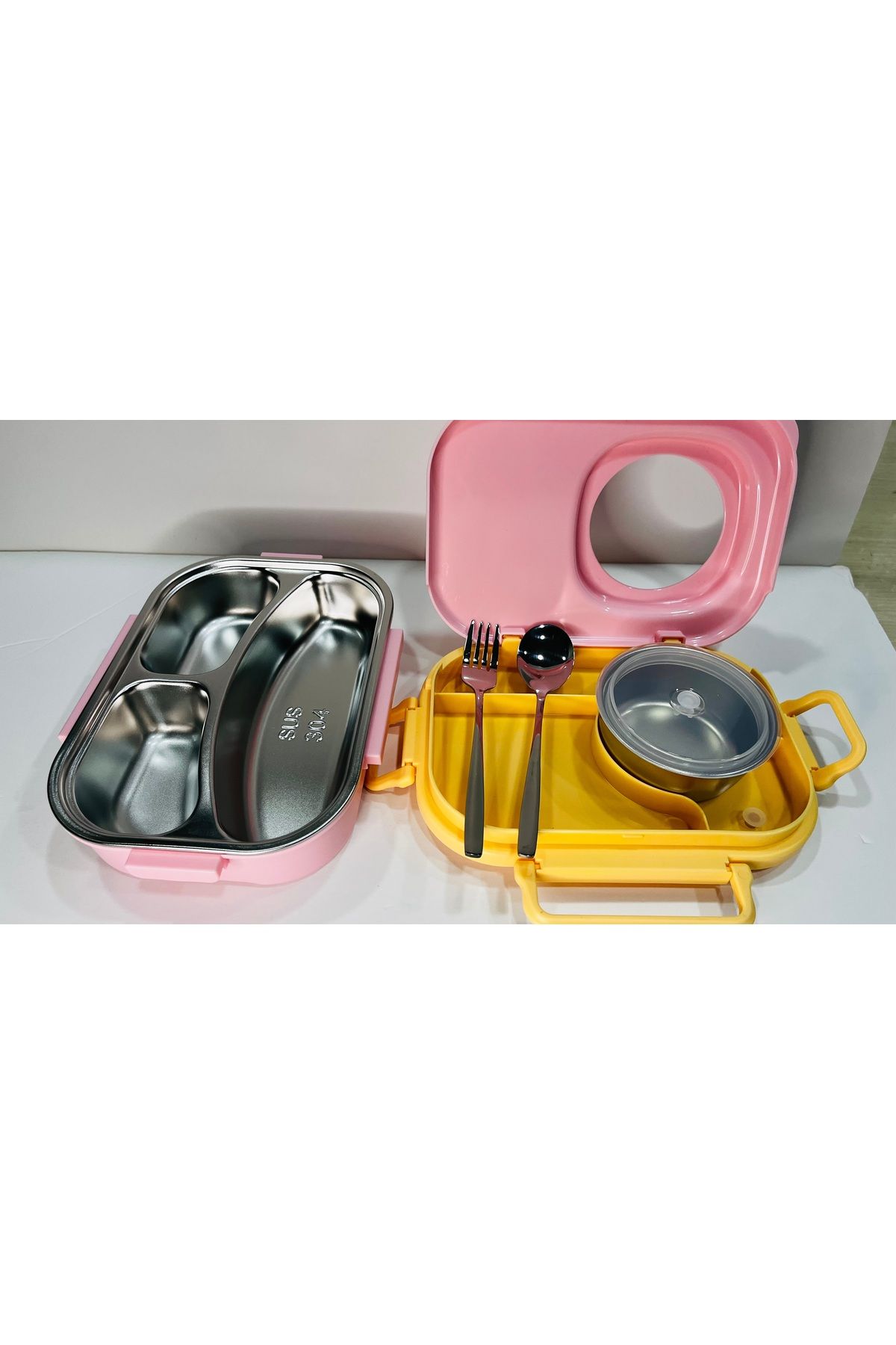 Uzspace-Stainless Steel 600ml Single Layer Insulated Lunch Box with Spoon and Fork Lunch Box 8021-92 6