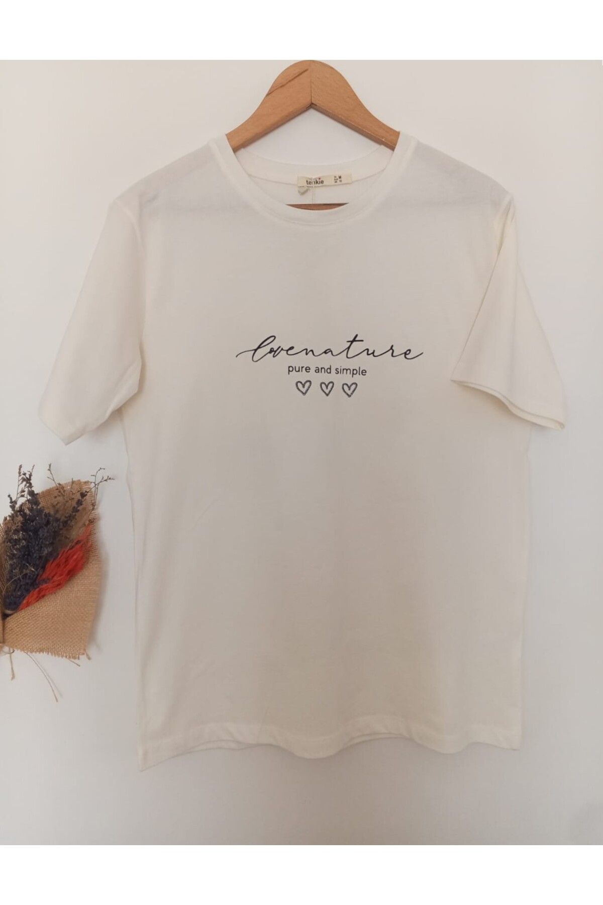 Tenkie Baskılı %100 Pamuklu Oversize T-shirt