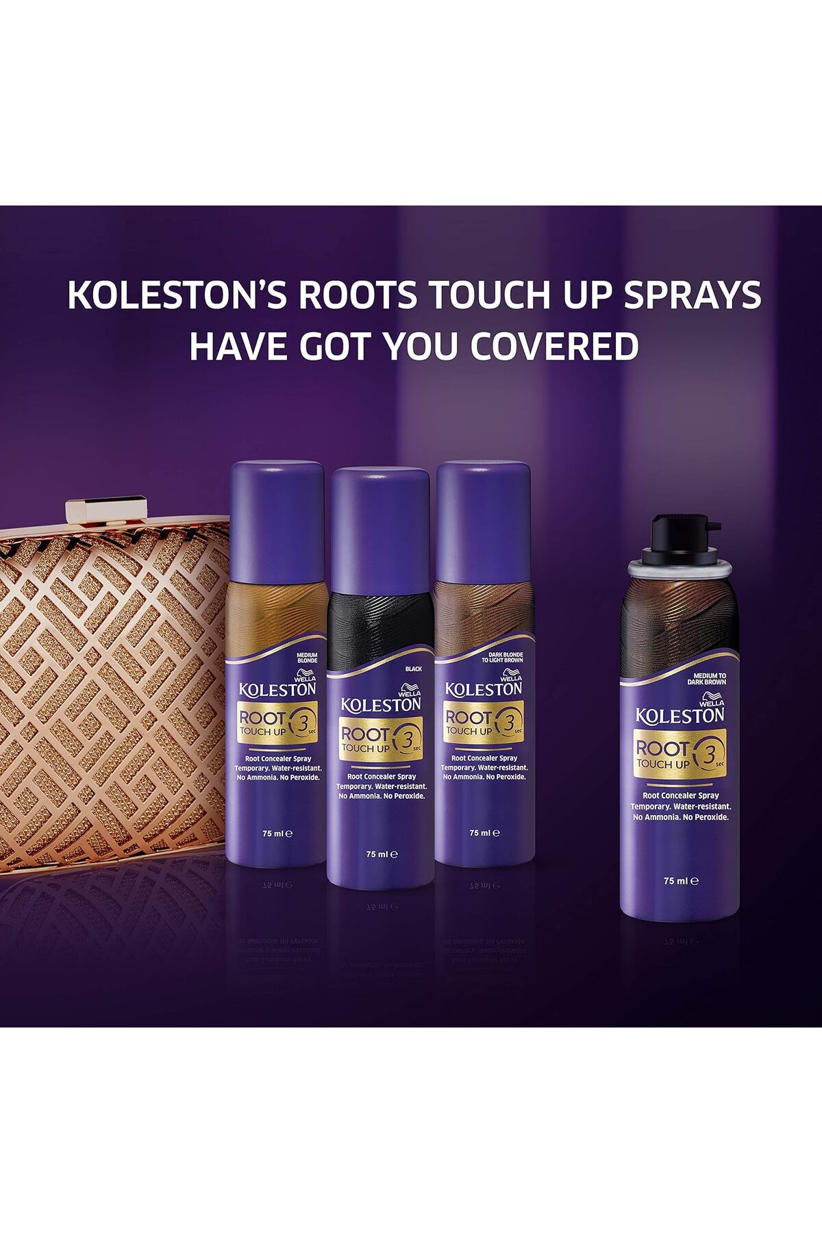 Wella-Koleston Root Touch Up Spray - Instant 100% Grey Coverage In 3s - Medium To Dark Brown, 75ml X 3 4