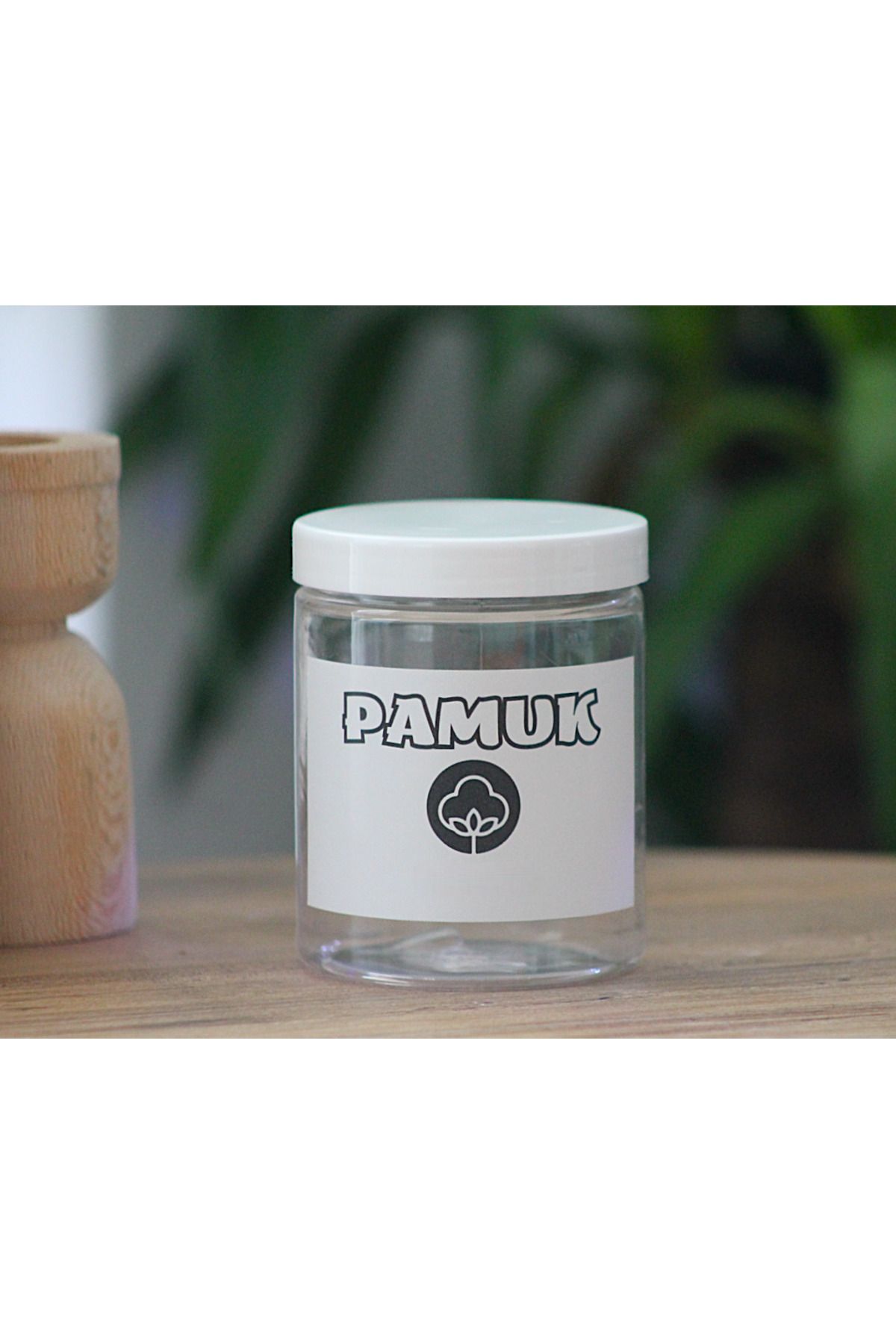 junibeliw Şeffaf Boş Plastik Banyo Düzenleyici Pamuk Etiketli Kavanoz 300ml