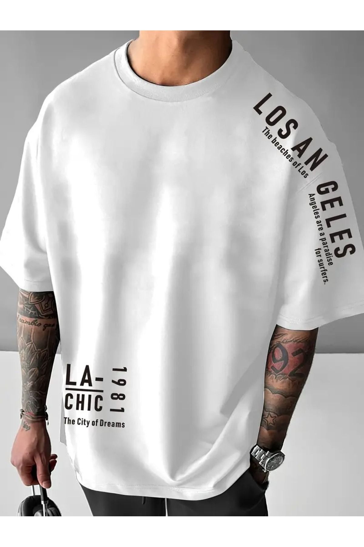 LAND MODA Erkekler için yazlık rahat fit crew neck polyester tişört, nefes alabilir, mikro omuz, alfabe