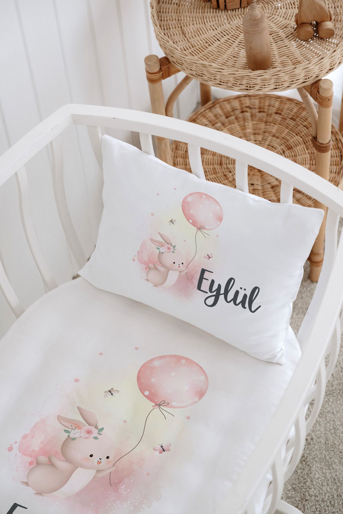 Messido %100 Pamuk Saten Baskılı Desenli Anne Yanı Beşik Nevresim Takımı 60x100 cm M-009