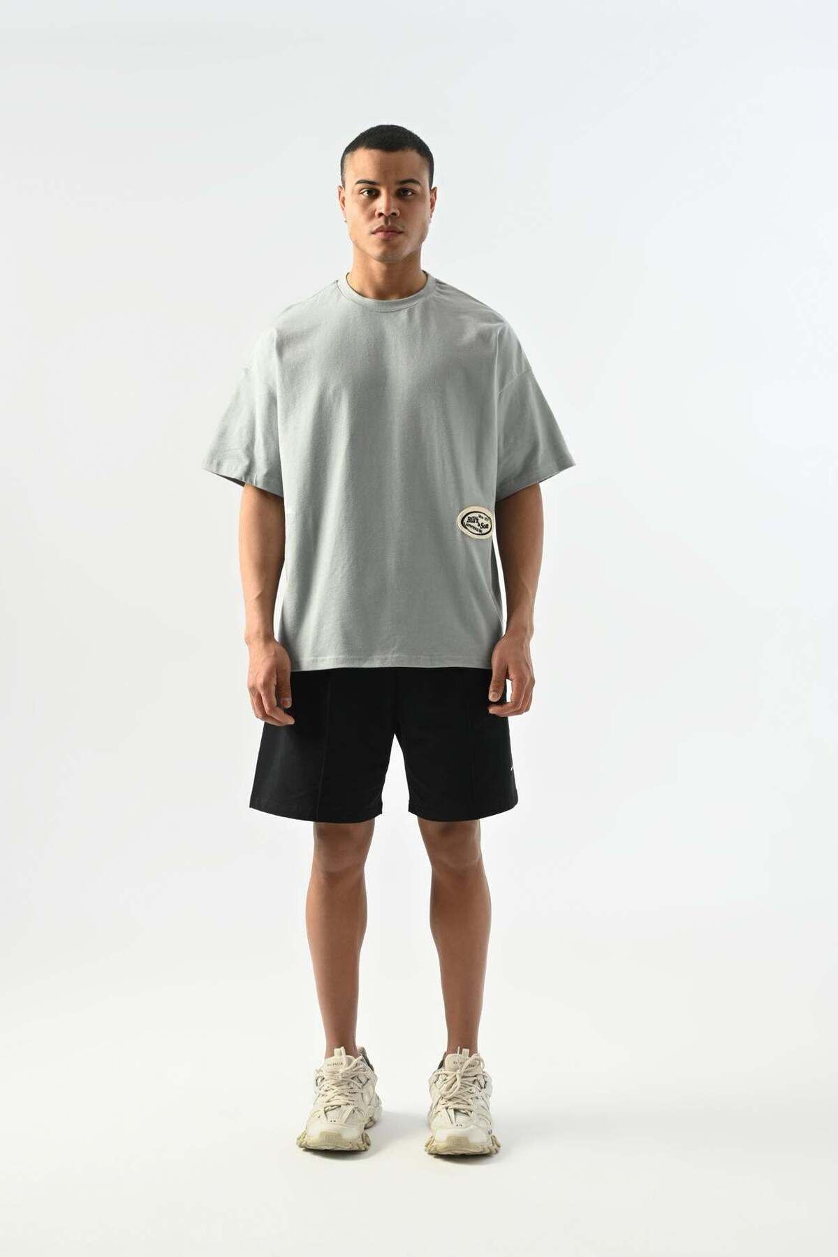 jaceyjace Bill's Patch Detaylı Oversize T-shirt - Gri