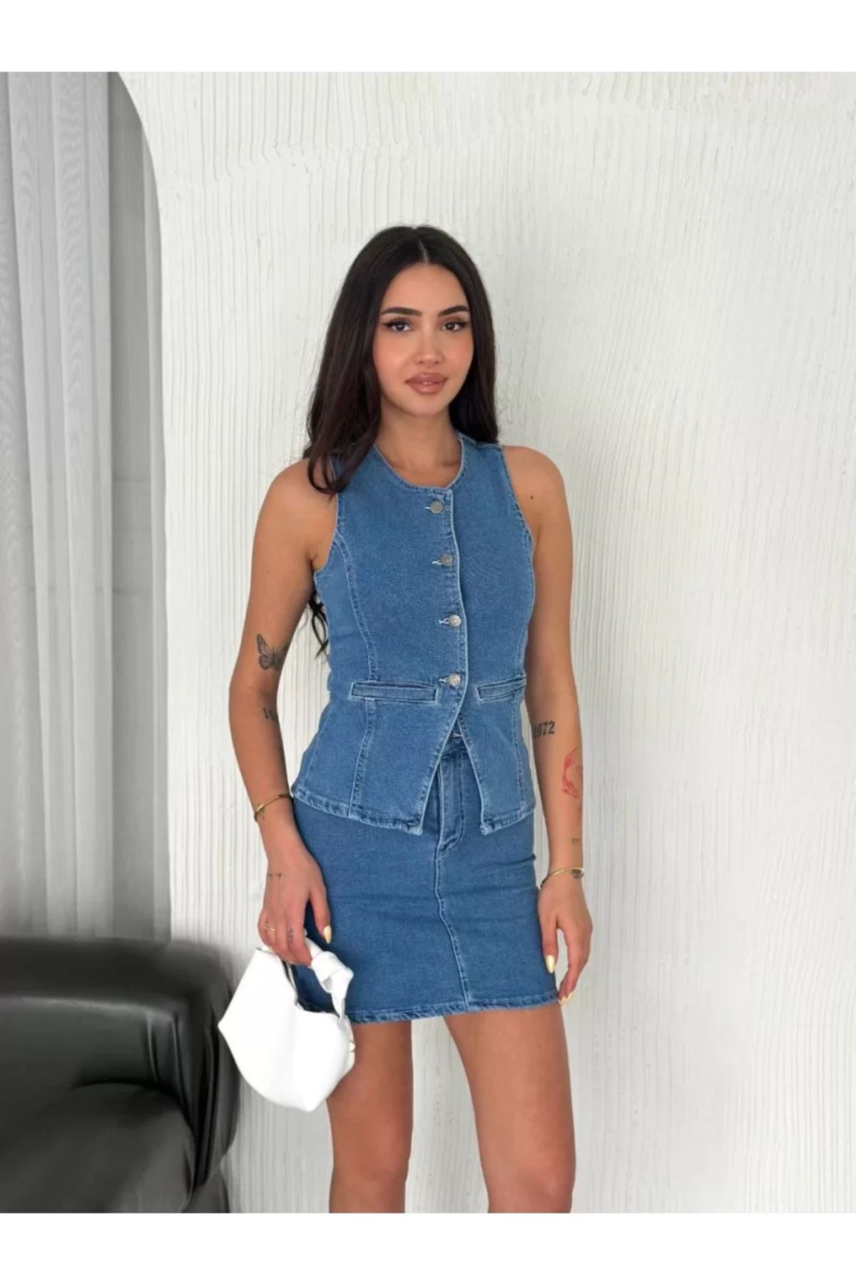 Flaubert /Kot Jeans Etekli ikili Takım/Likrali Kot , Jeans