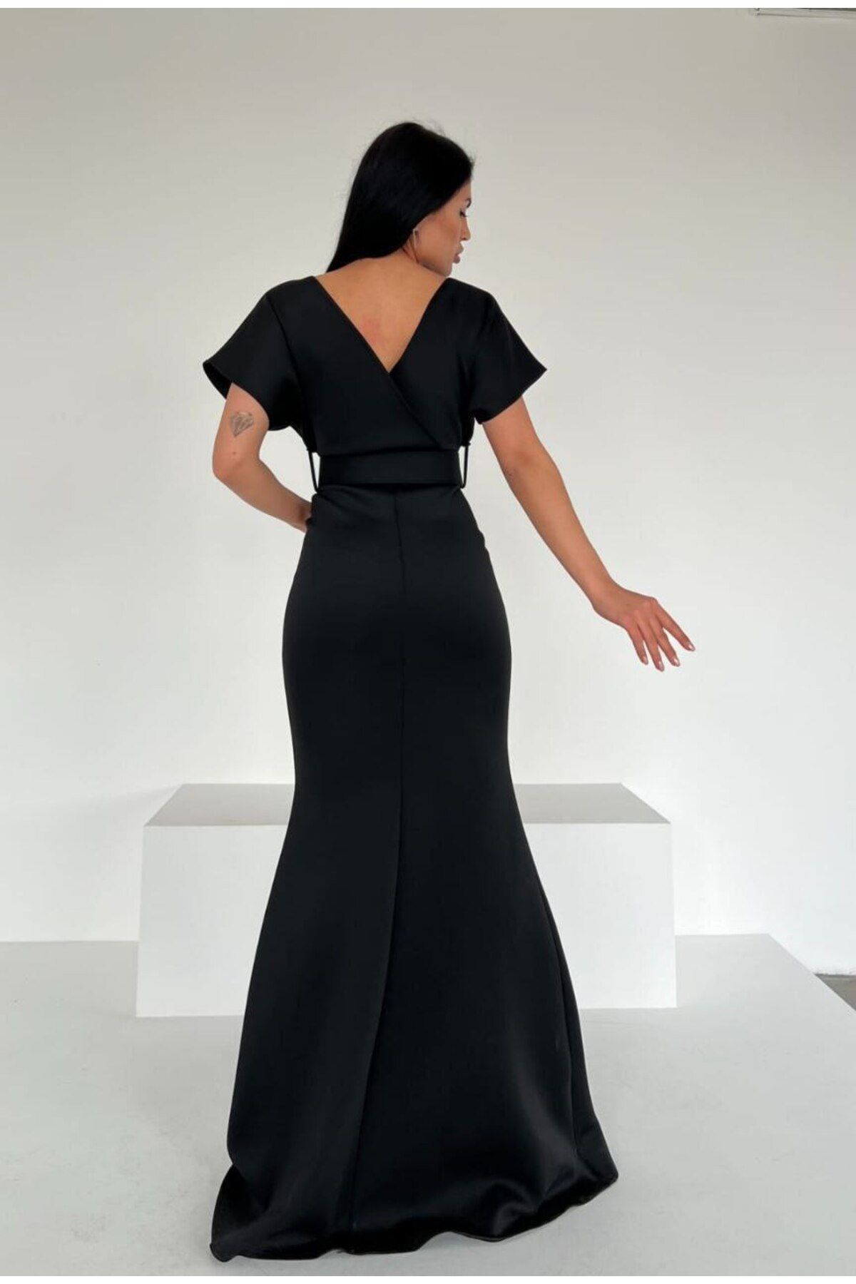 Trendusfashion Maxi Boy Scuba Kumaş Elbise