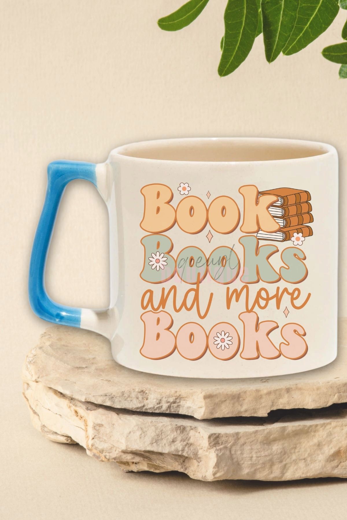 qoeuyl boutique Book Books And More Books Yazılı Kitap Tutkunu Mottosu Hediyelik Mavi Kulplu Kupa Bardak