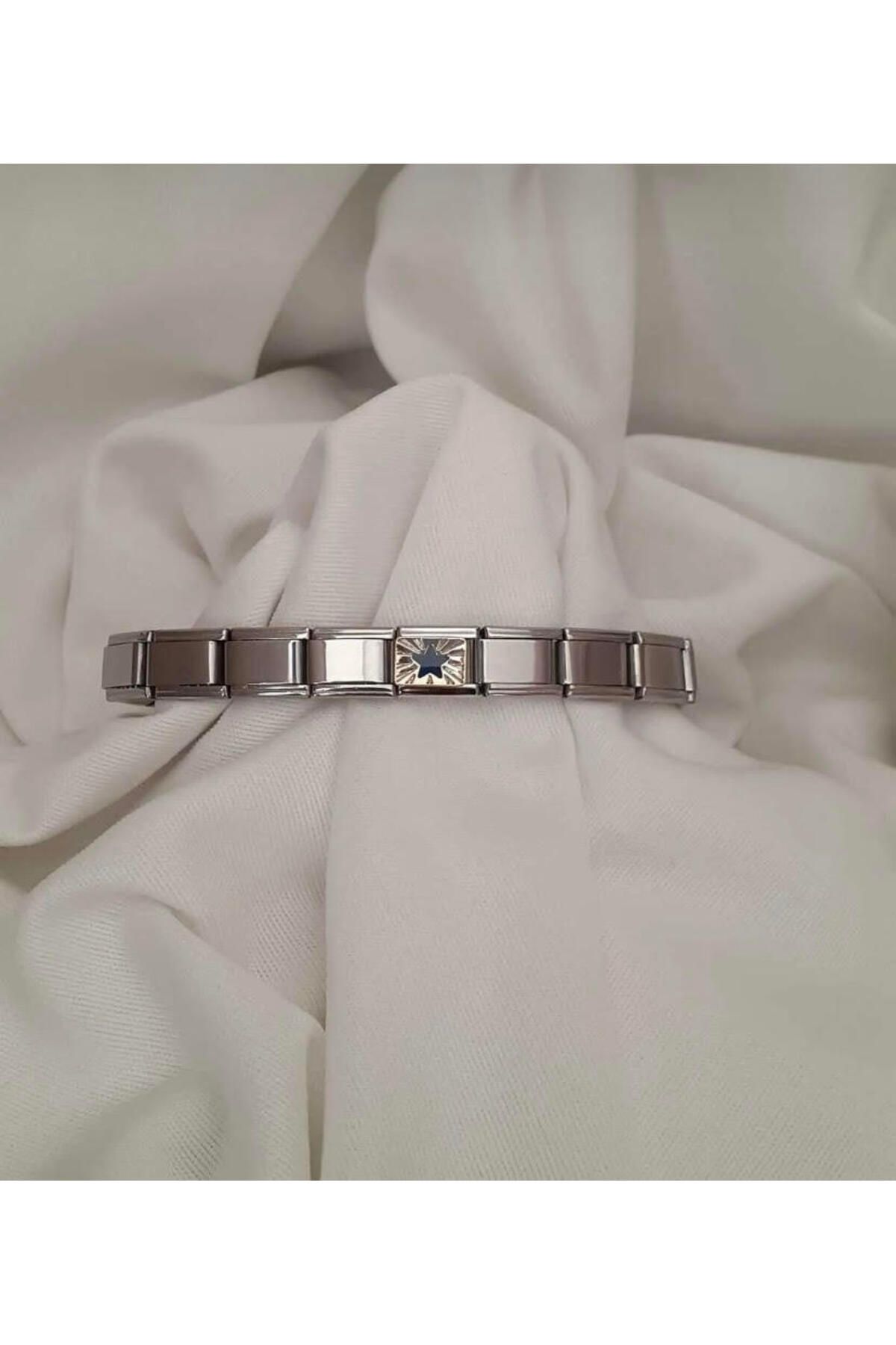 kubotique Çelik Yıldızlı İtalyan Charm Bileklik