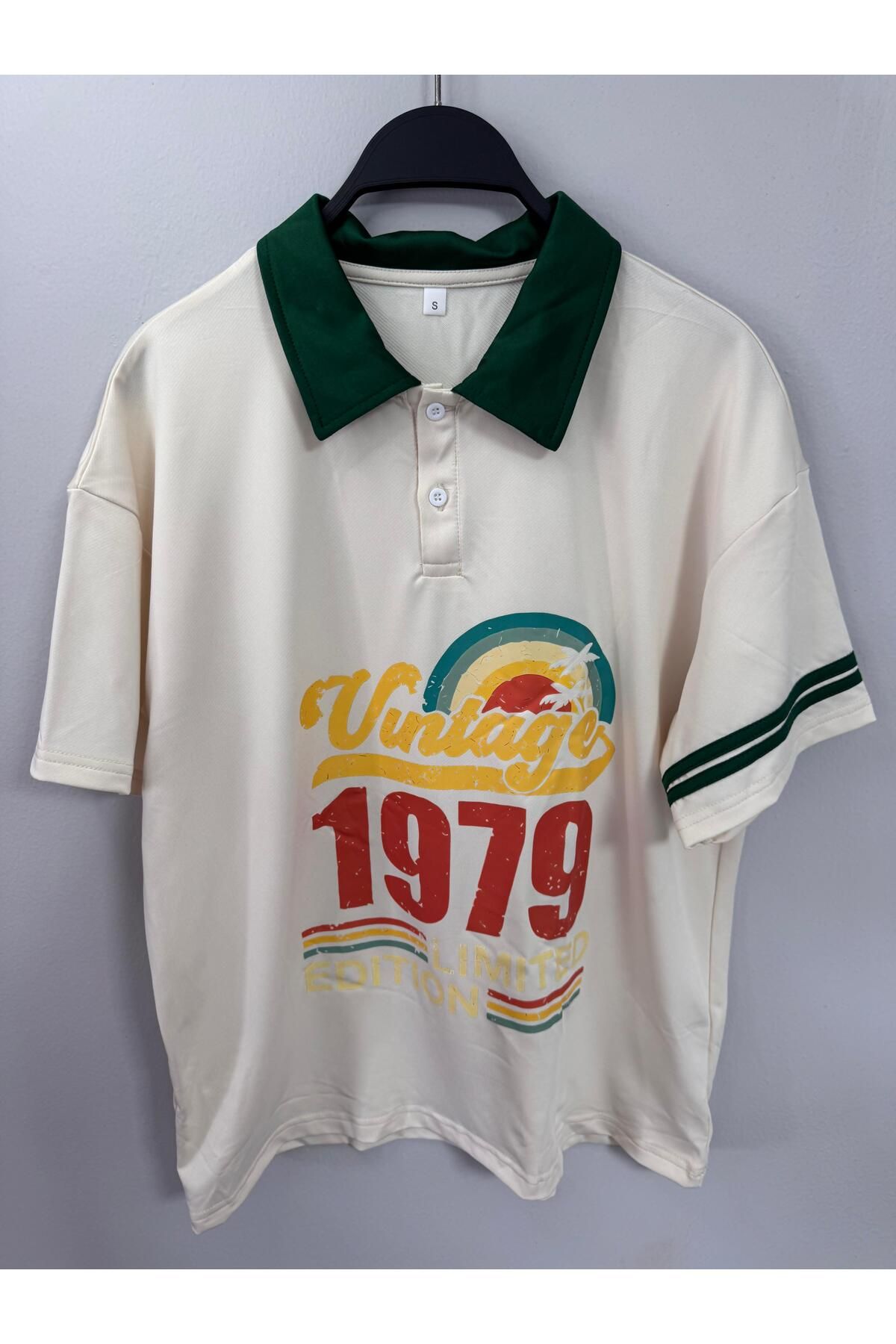 Vintage Erkek Vintage 1979 Baskı Grafikli Polo T-shirt