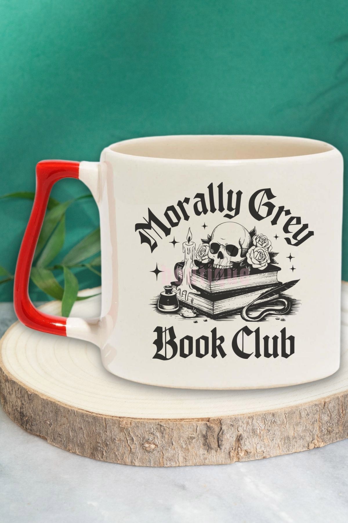 qoeuyl boutique Morally Gray Book Club Temalı Kitap Okuma Grubu Hediyelik Kırmızı Kulplu Kupa Bardak