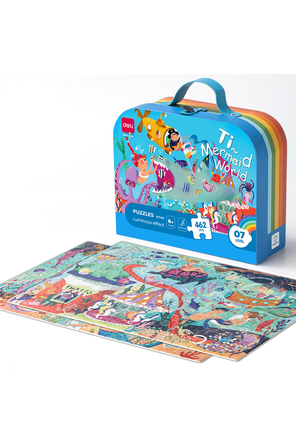 Deli Cutie Cadou Puzzle 462 Piese Efect Strălucitor Marine World 6+ Deli - One Size