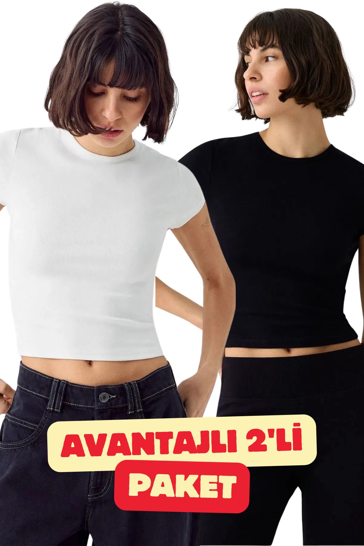 dgs dagıstanlı Beyaz-Siyah Bisiklet Yaka Basic Ultra Soft %100 Pamuk Kısa Kol T-Shirt