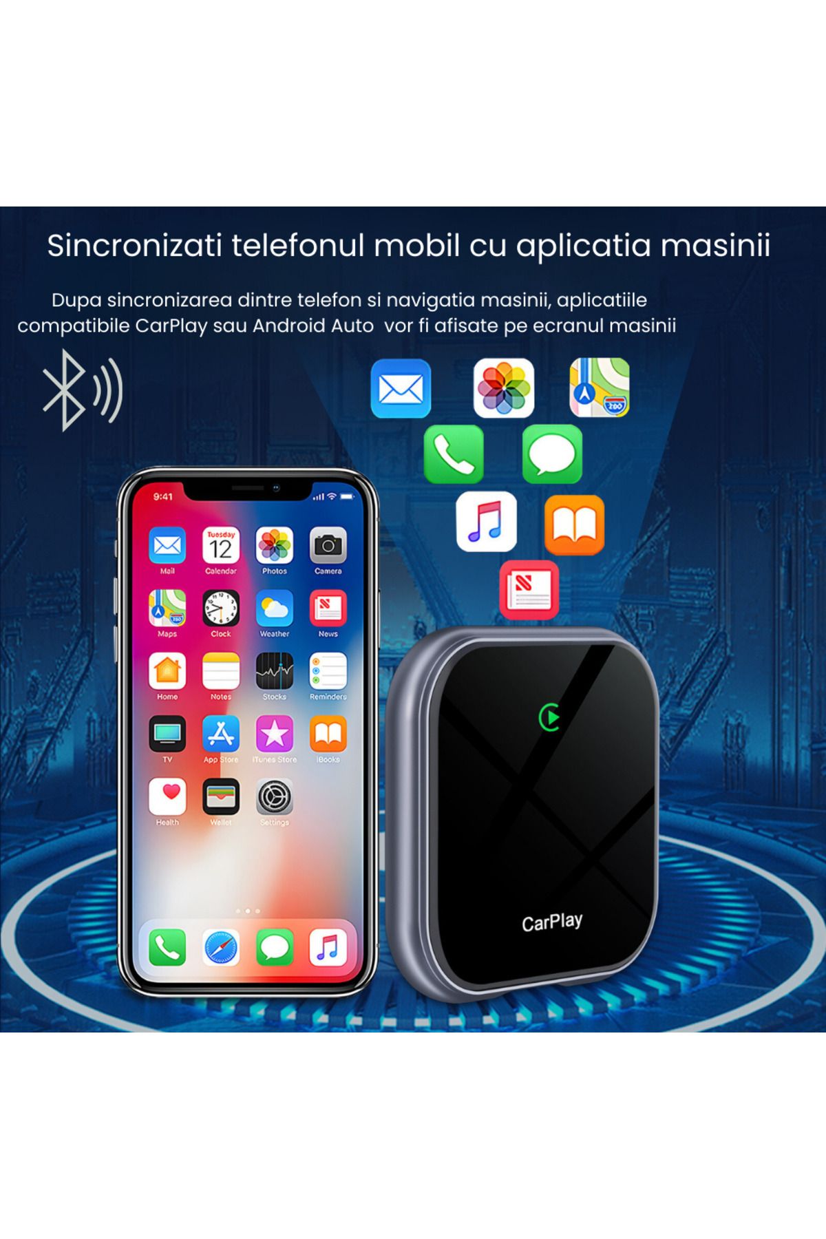 HASEPE-Carplay And Android Auto Wireless 2 In 1 Car Modulator, Ios 10 And Android 11 Compatible 6