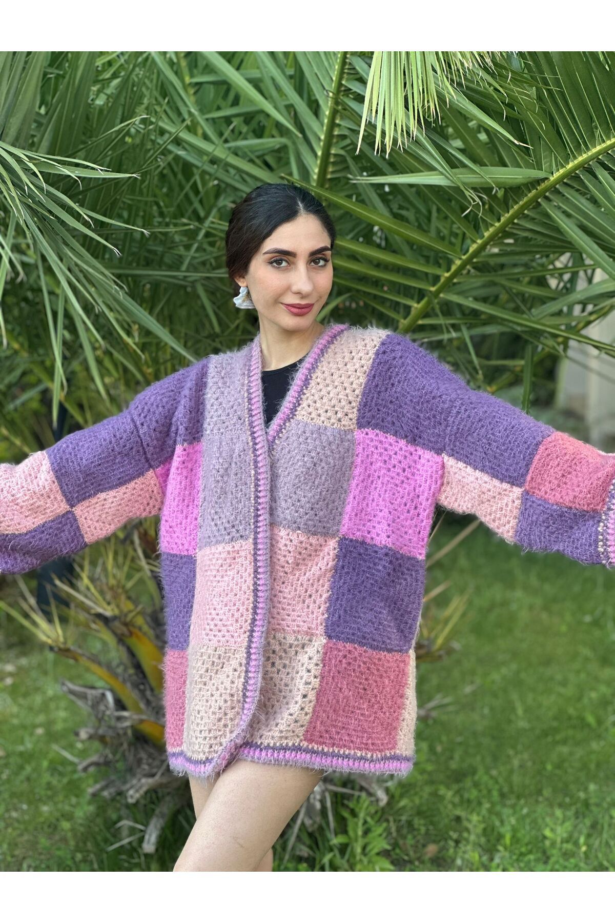 Gönülden Tasarım EL ÖRGÜSÜ PELUŞ YUMUŞAK KADIN OVERSİZE HIRKA