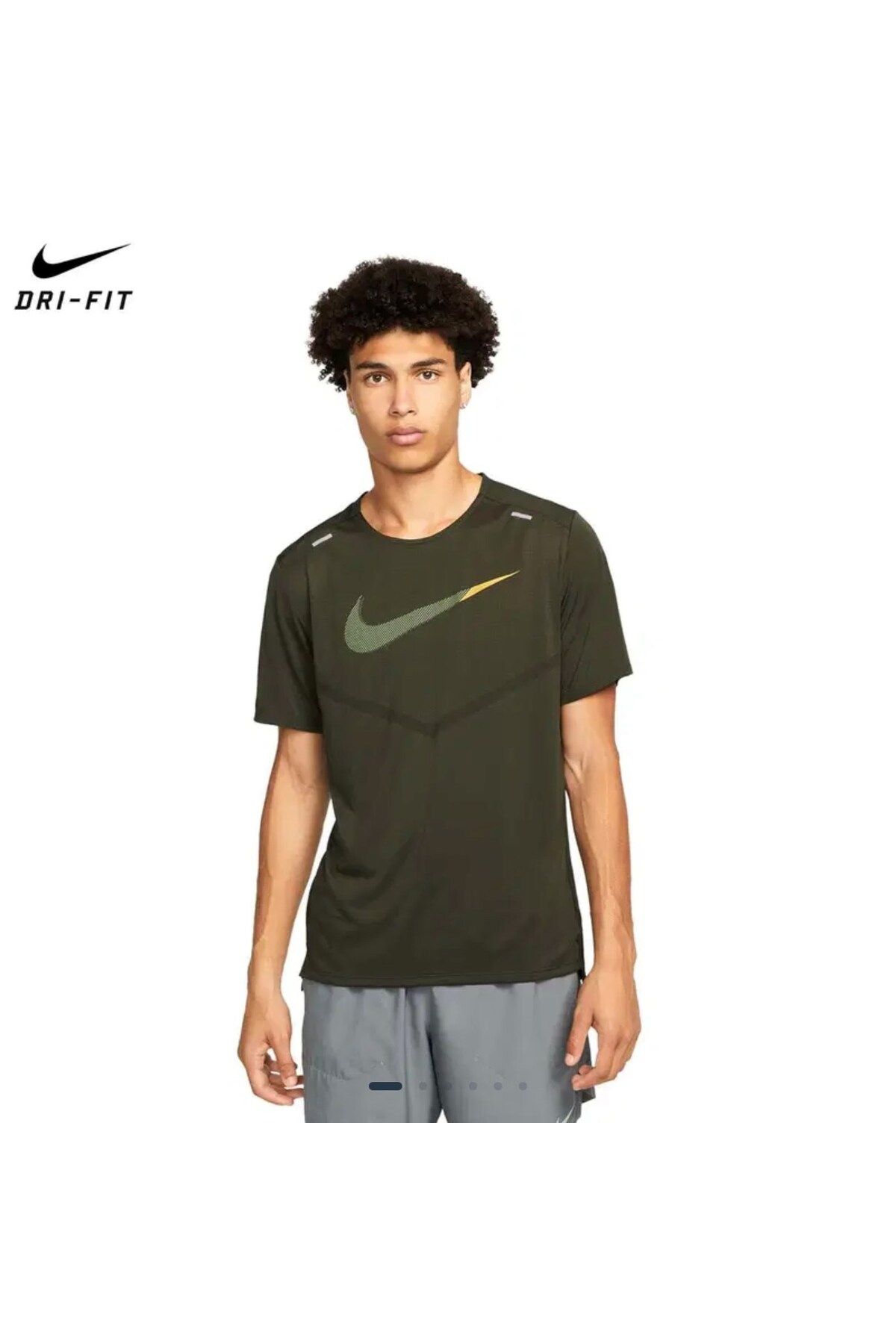 Nike Dri-Fit Rise 365 Ss Hbr Erkek Yeşil Koşu Tişört DQ5398-355