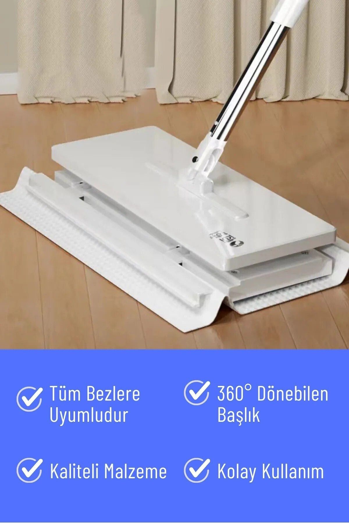best buy Best 26 cm Tüm Bezlere Uyumlu Tembel Mop Islak Mendillere Uyumlu Kendinden Mandallı Sıkıştırmalı Mop