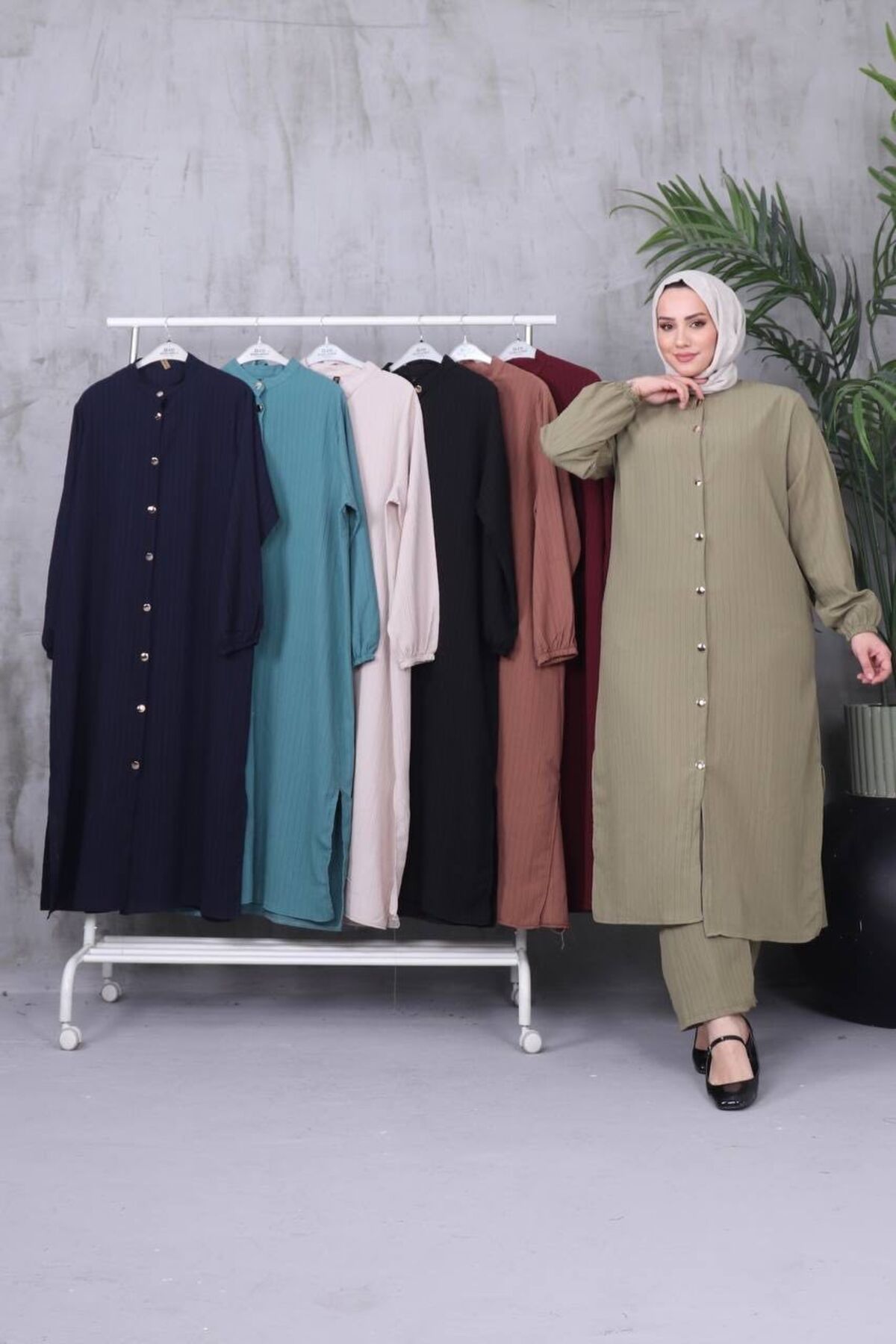 MODA ARS KETEN KUMAŞ BOYDAN DÜĞMELİ PANTOLONLU TAKIM