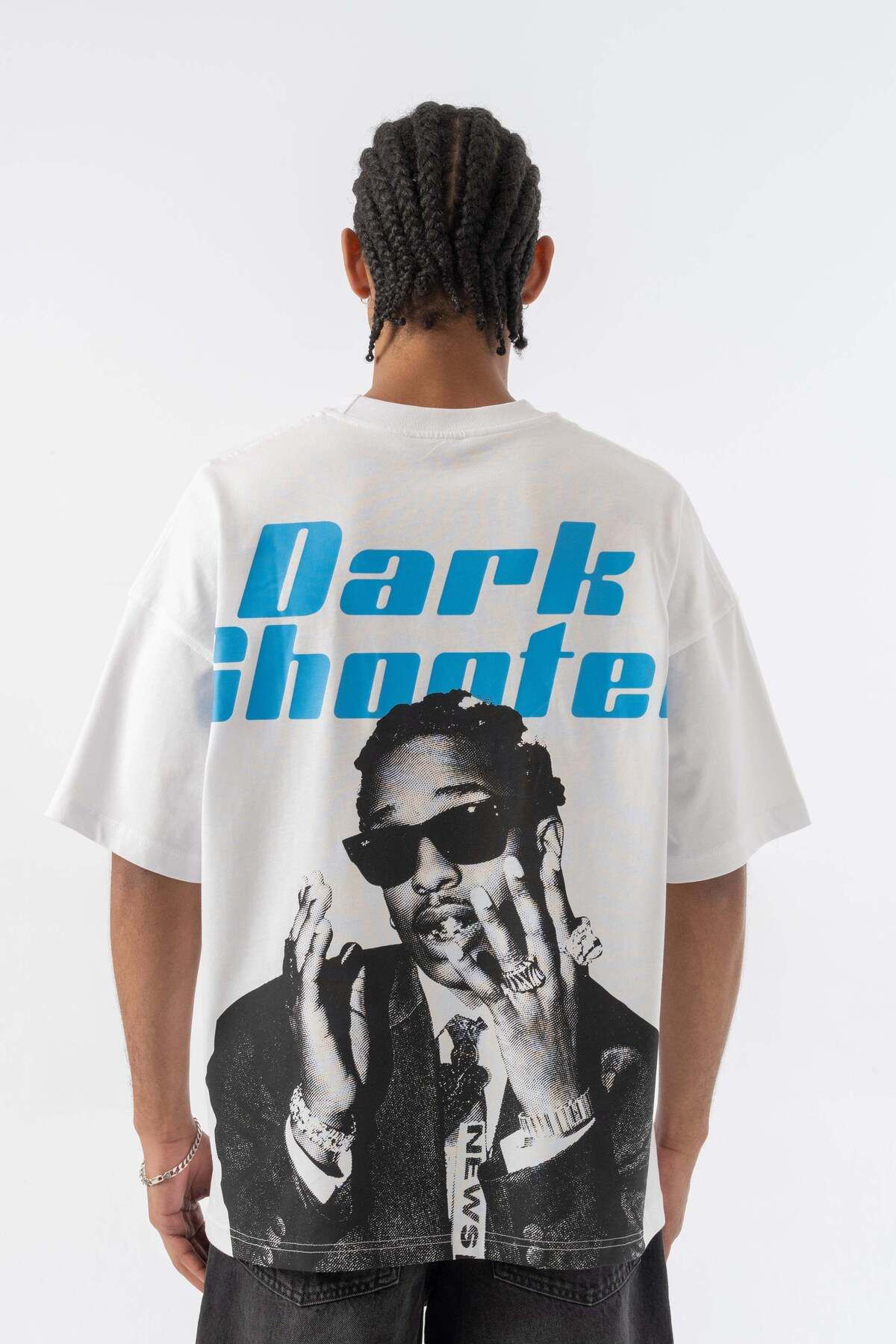jaceyjace Dark Shooter Oversize T-shirt - Beyaz