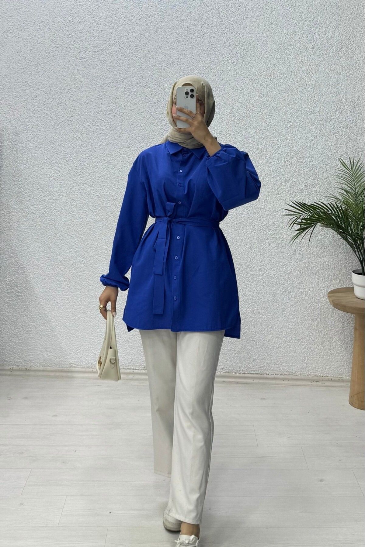 lurex moda Bağlamalı Balon Kol Gömlek