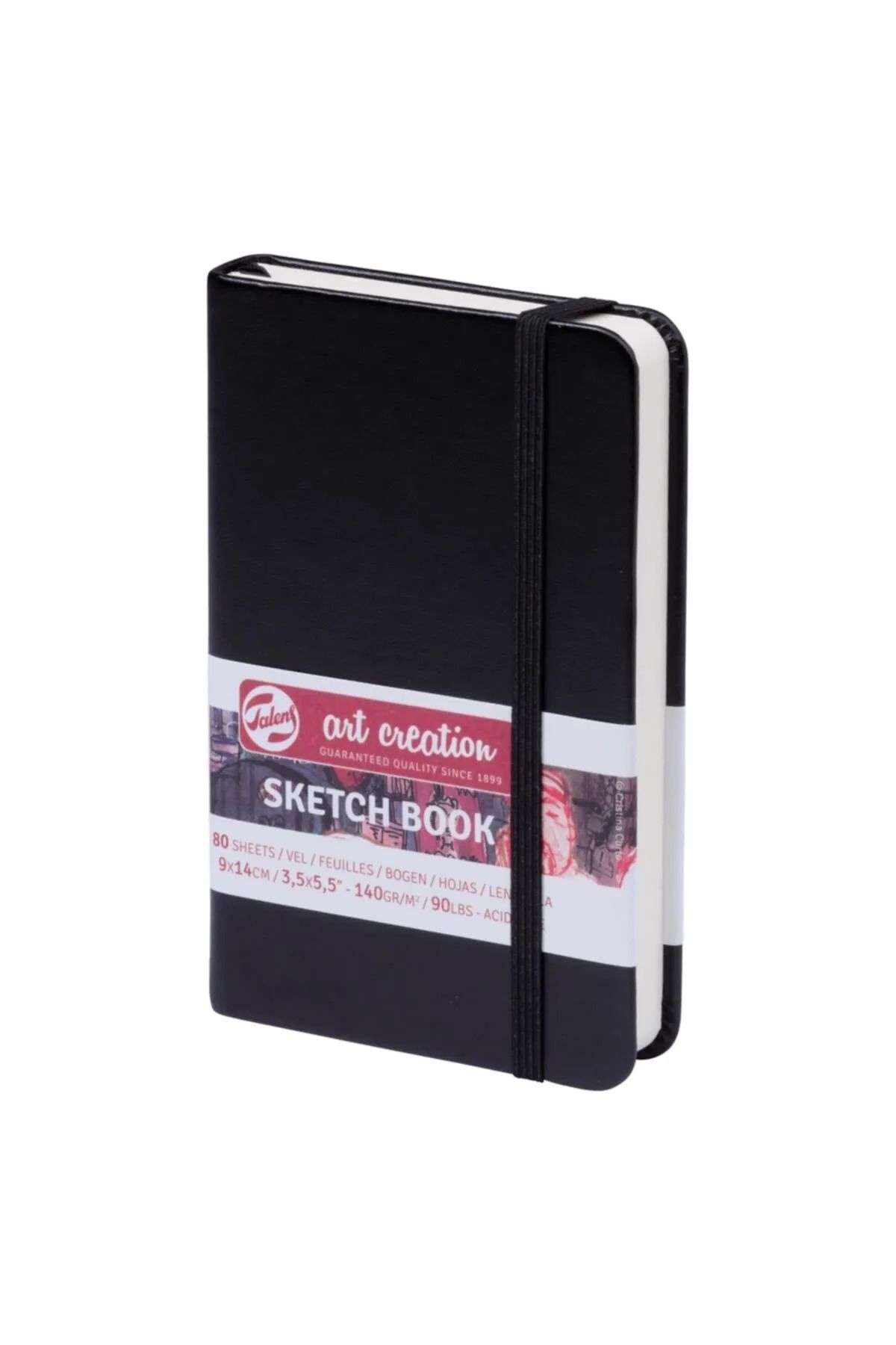 Art Creation ESKİZ DEFTERİ 9x14 DİKİŞLİ SERT KAPAK SİYAH 140 GR LASTİKLİ 9314001M
