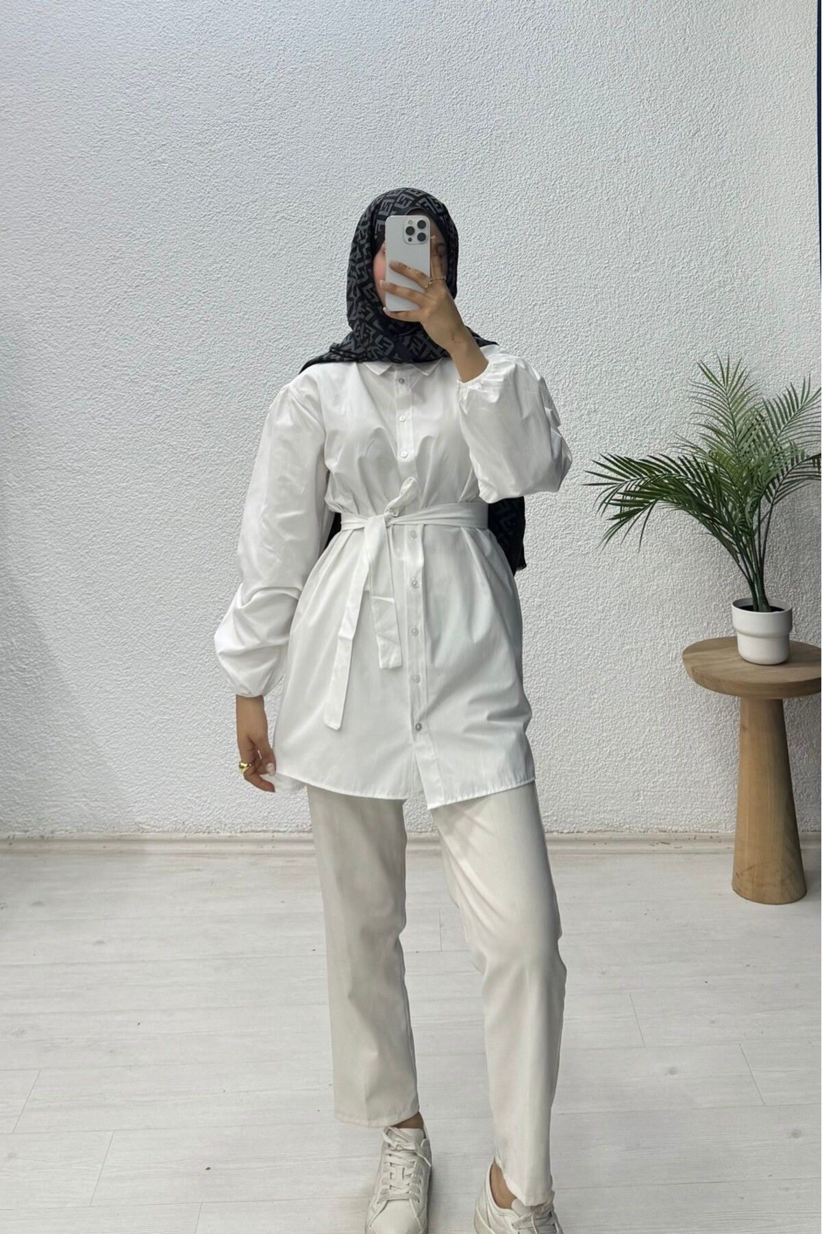 lurex moda Bağlamalı Balon Kol Gömlek