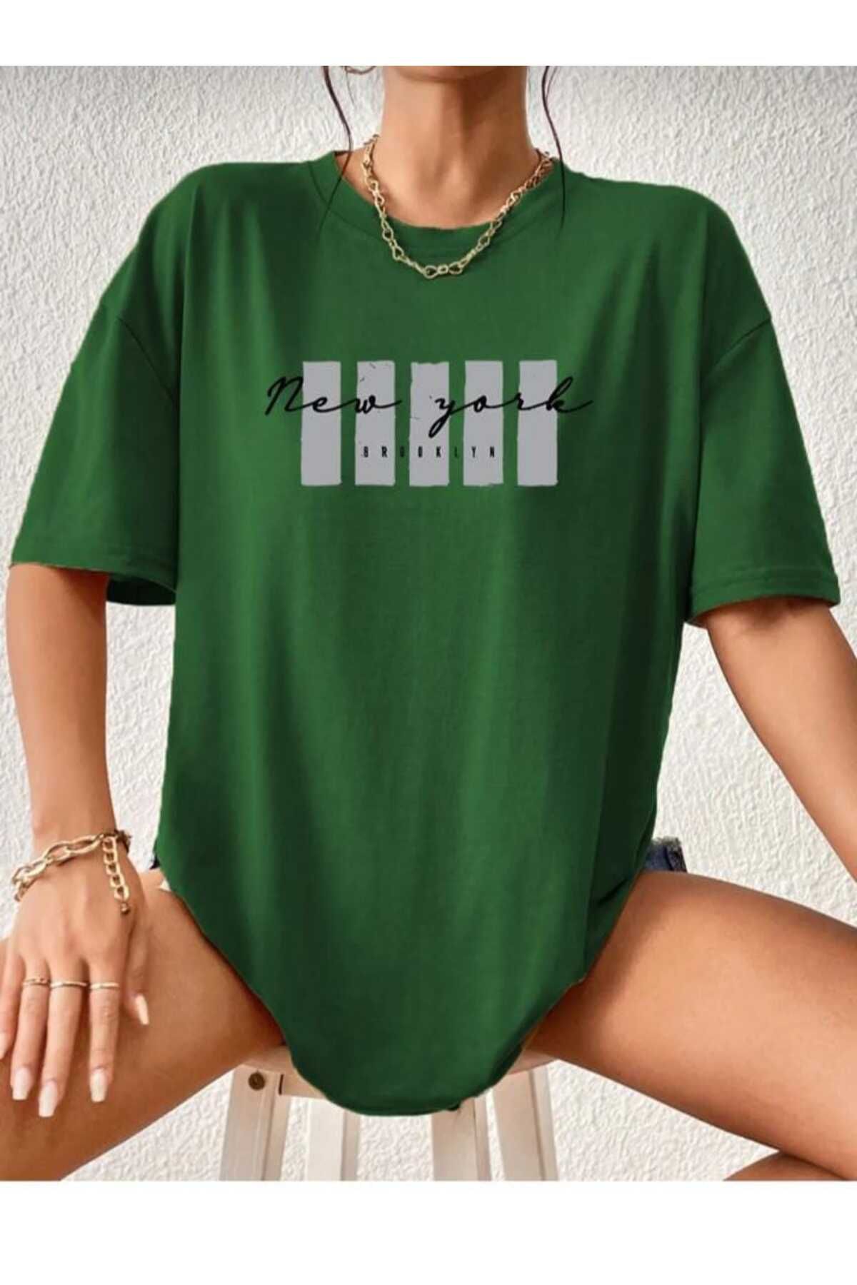 KOZİA OUTDOORS malkoçbey newyork broklıyn baskılı overisze unisex basic t-şhirt